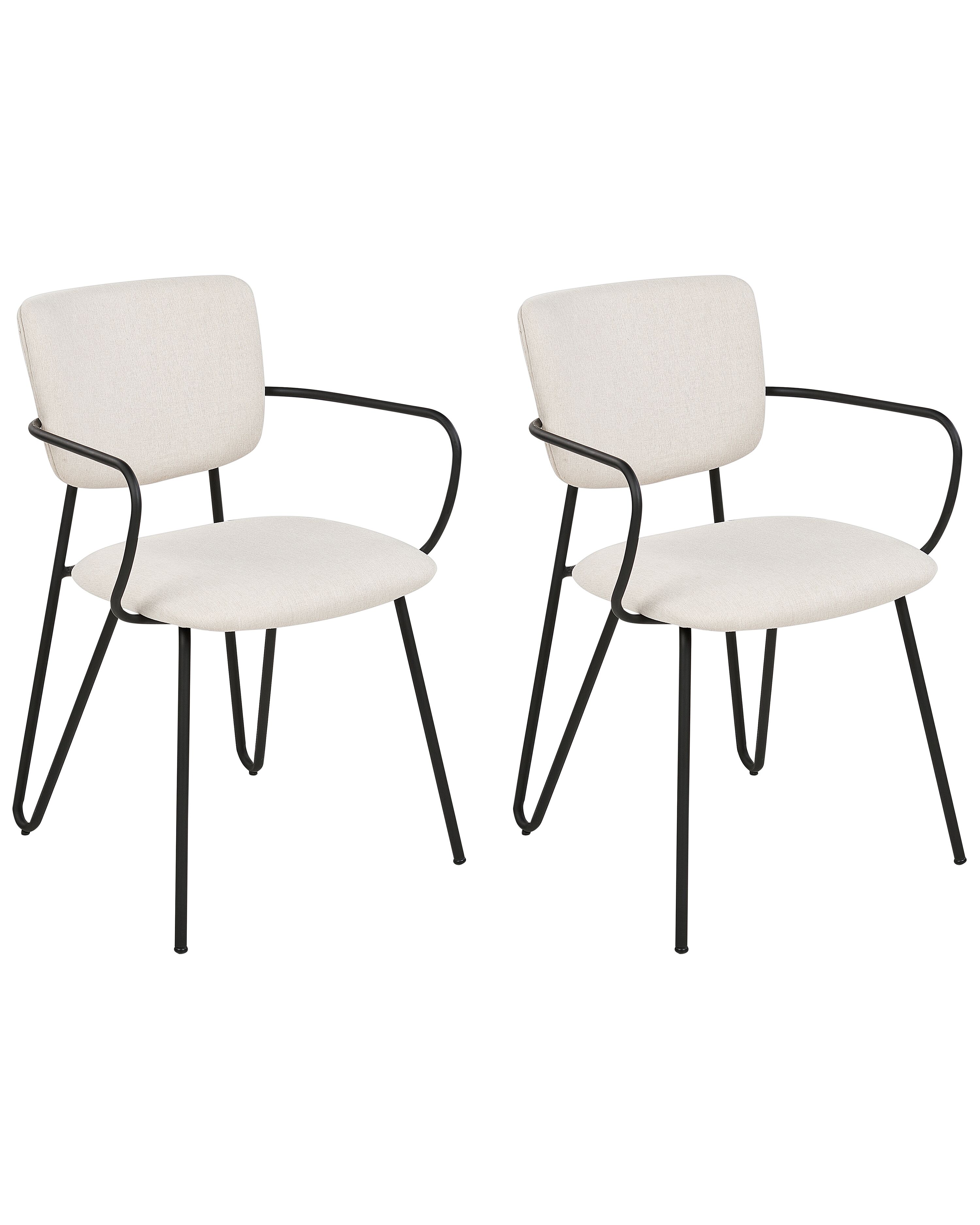 Set of 2 Dining Chairs ELKO Fabric Off-White
