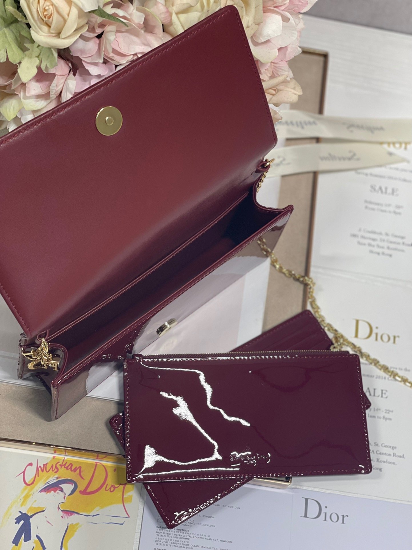 Christian Dior Lady Dior Pouch Maroon, For Women, Women’s Handbags 8.5in/21.5cm CD1:1High-quality replica
