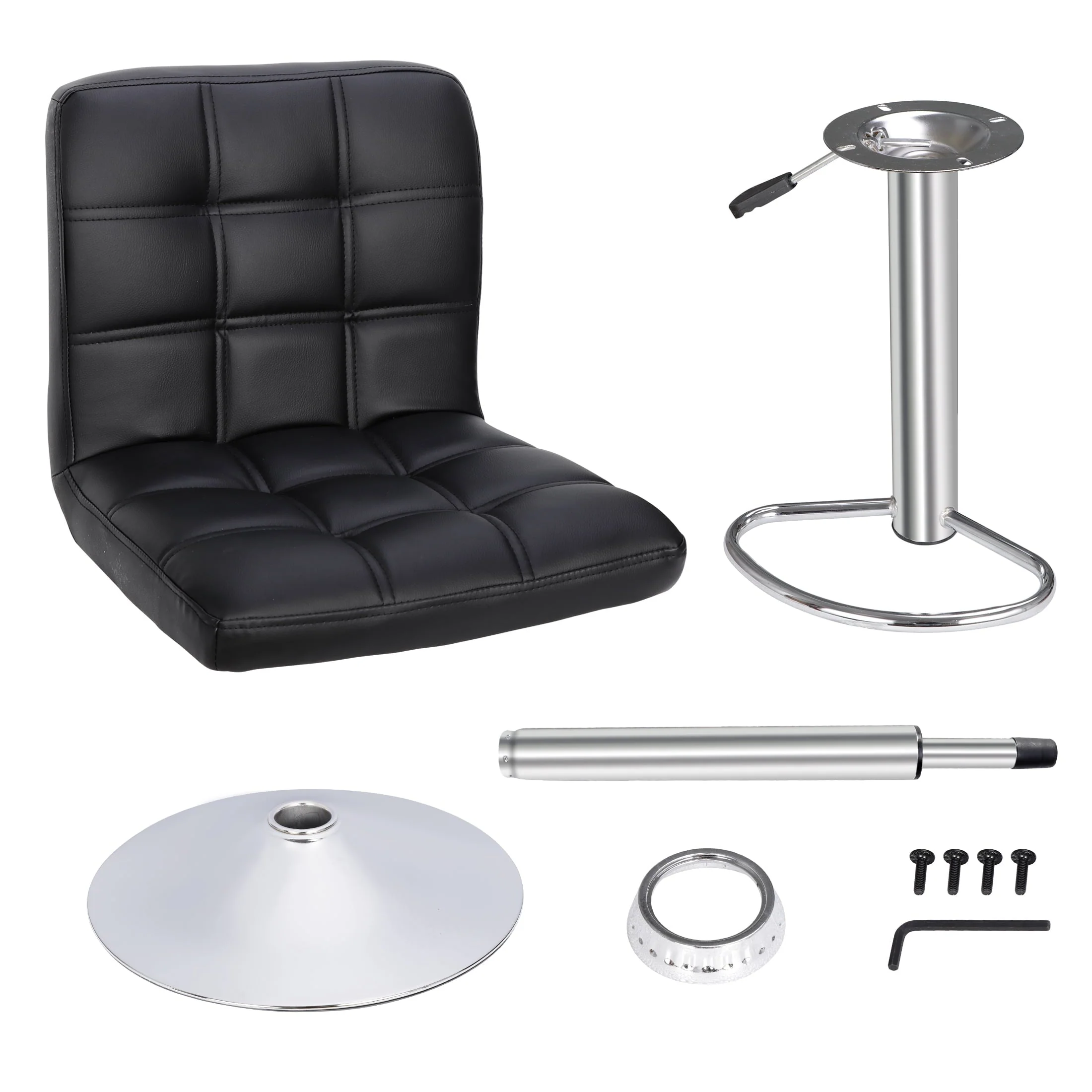 ZENY Set of 4 Bar Stool Soft Cushion Metal Frame 24-32" Swivel Chair, Black - Image 6