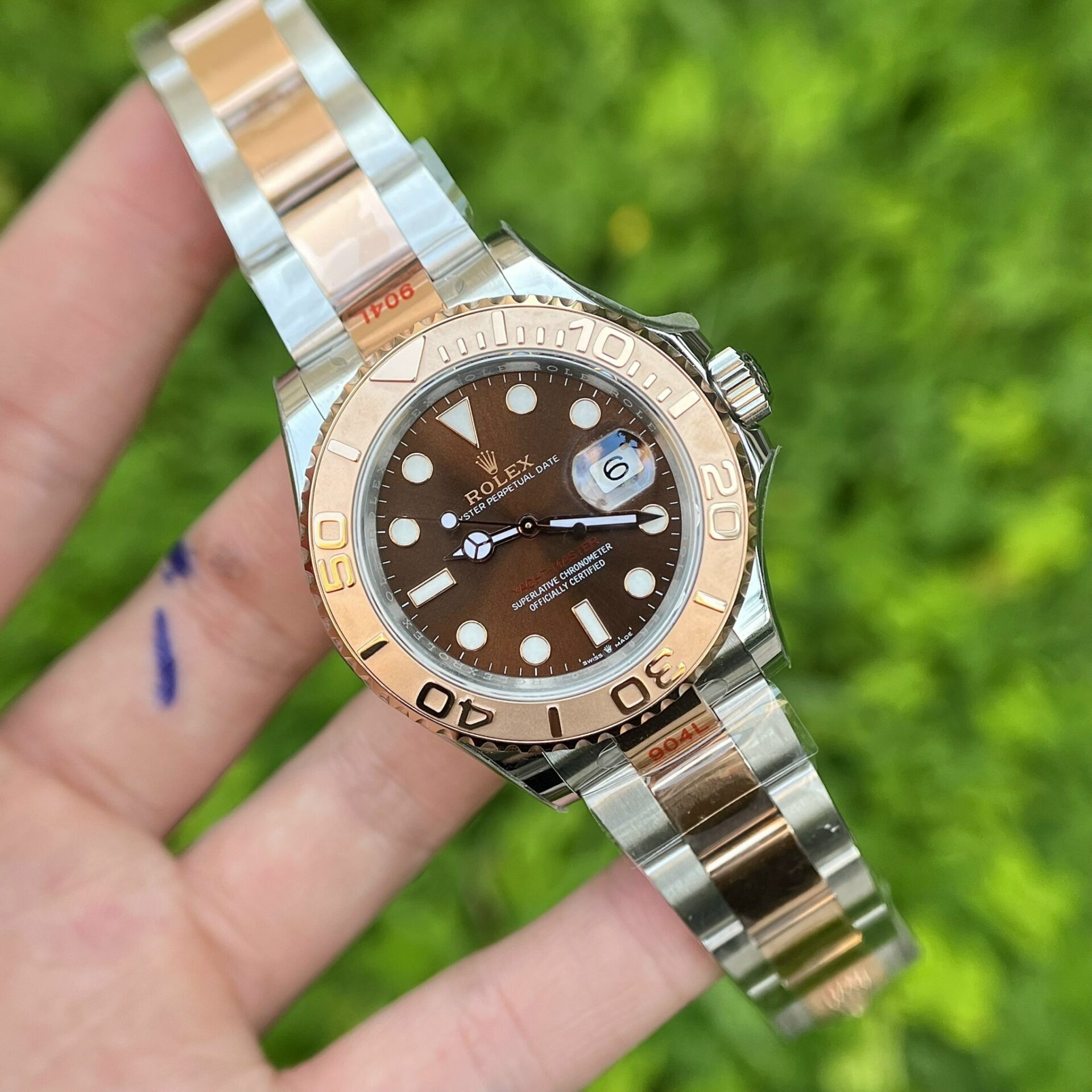 Rolex Replica Watch Yacht-Master Chocolate Dial Demi Strap EW Factory 40mm - Elite Watch Atelier