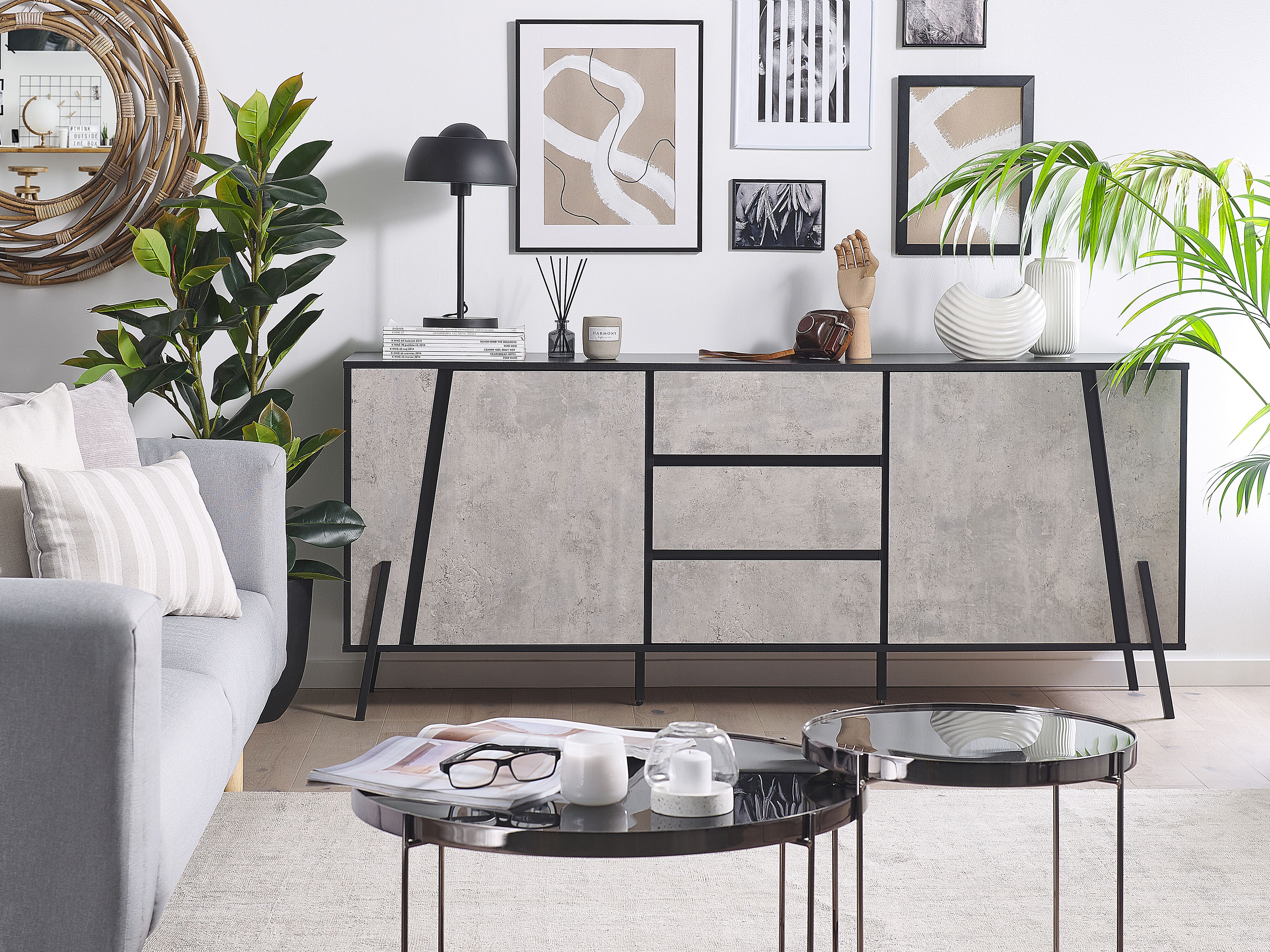 2 Door Sideboard BLACKPOOL Grey Concrete Effect