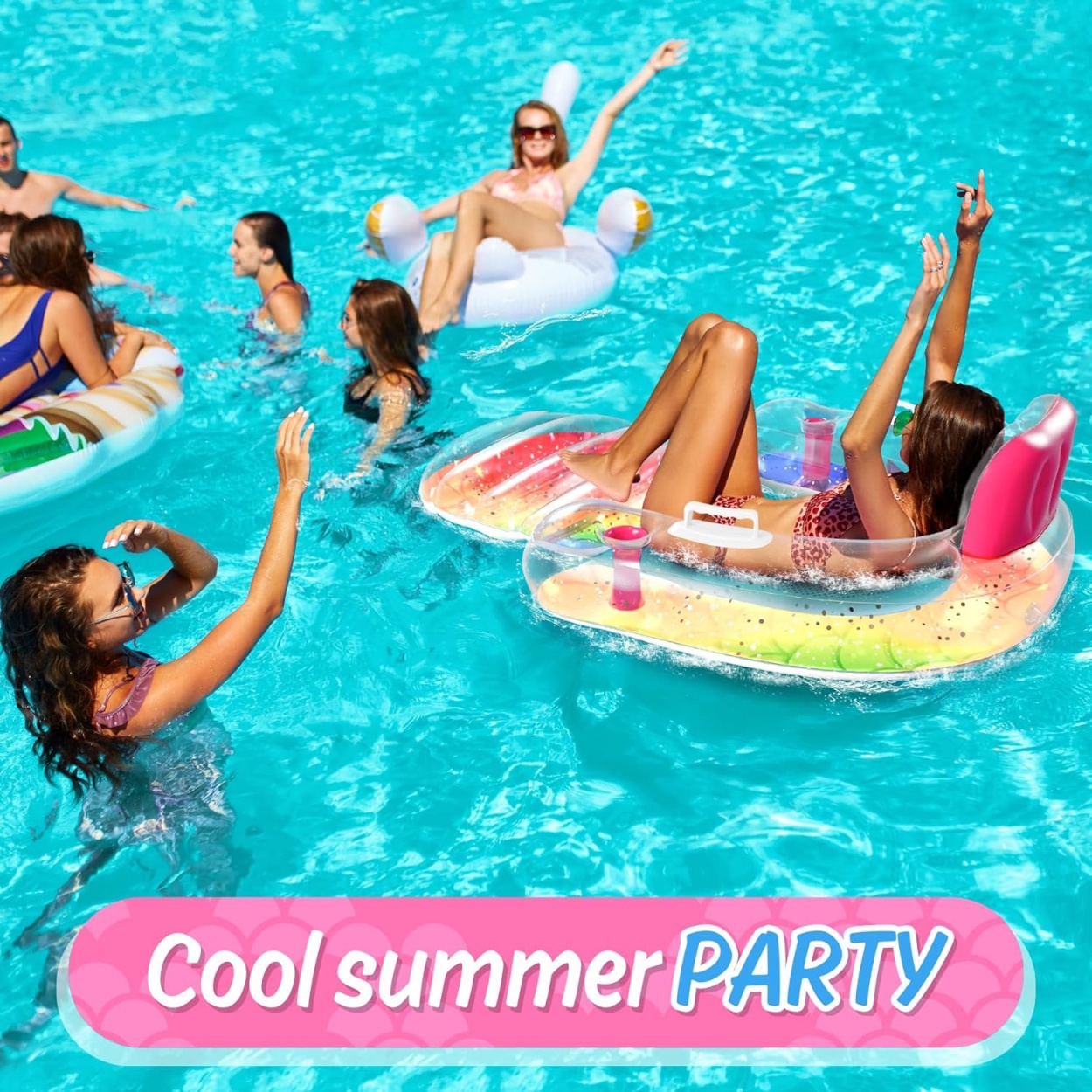Portable PVC Air Mattress Water Swimming Chair for Adults and Children with Headrest and Foot Holder for Pool and Hammock Use