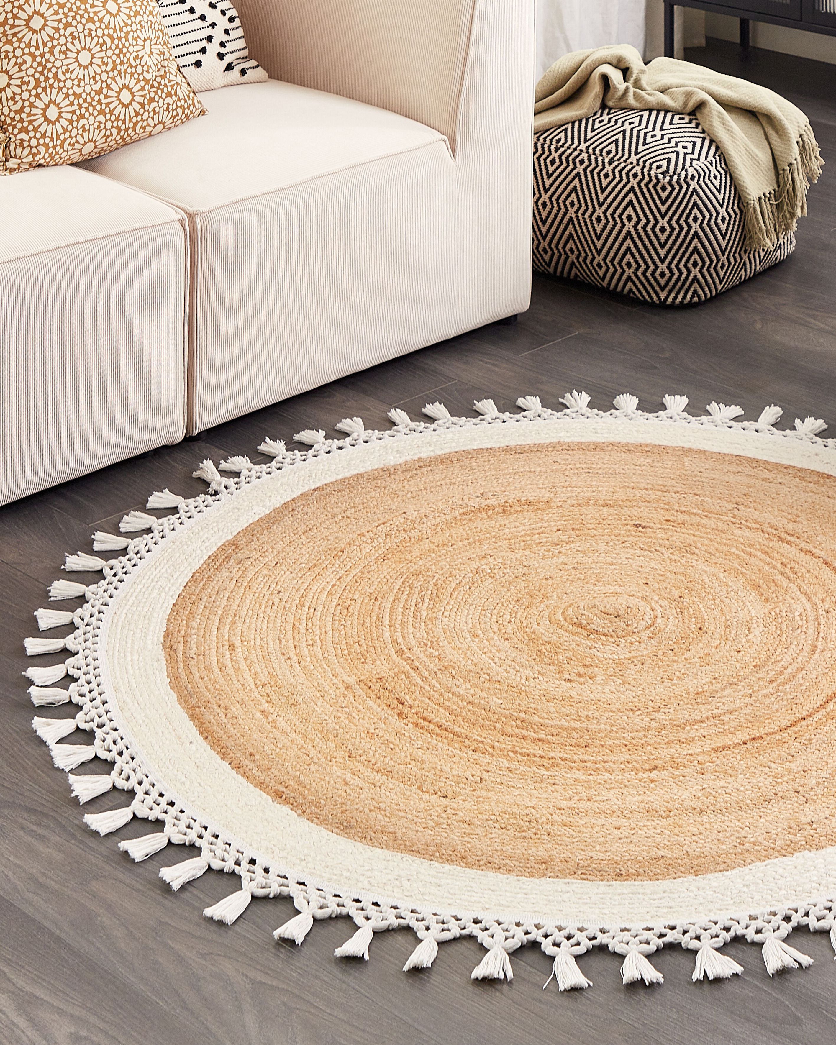 Rug MARTS White ø 140 cm Jute