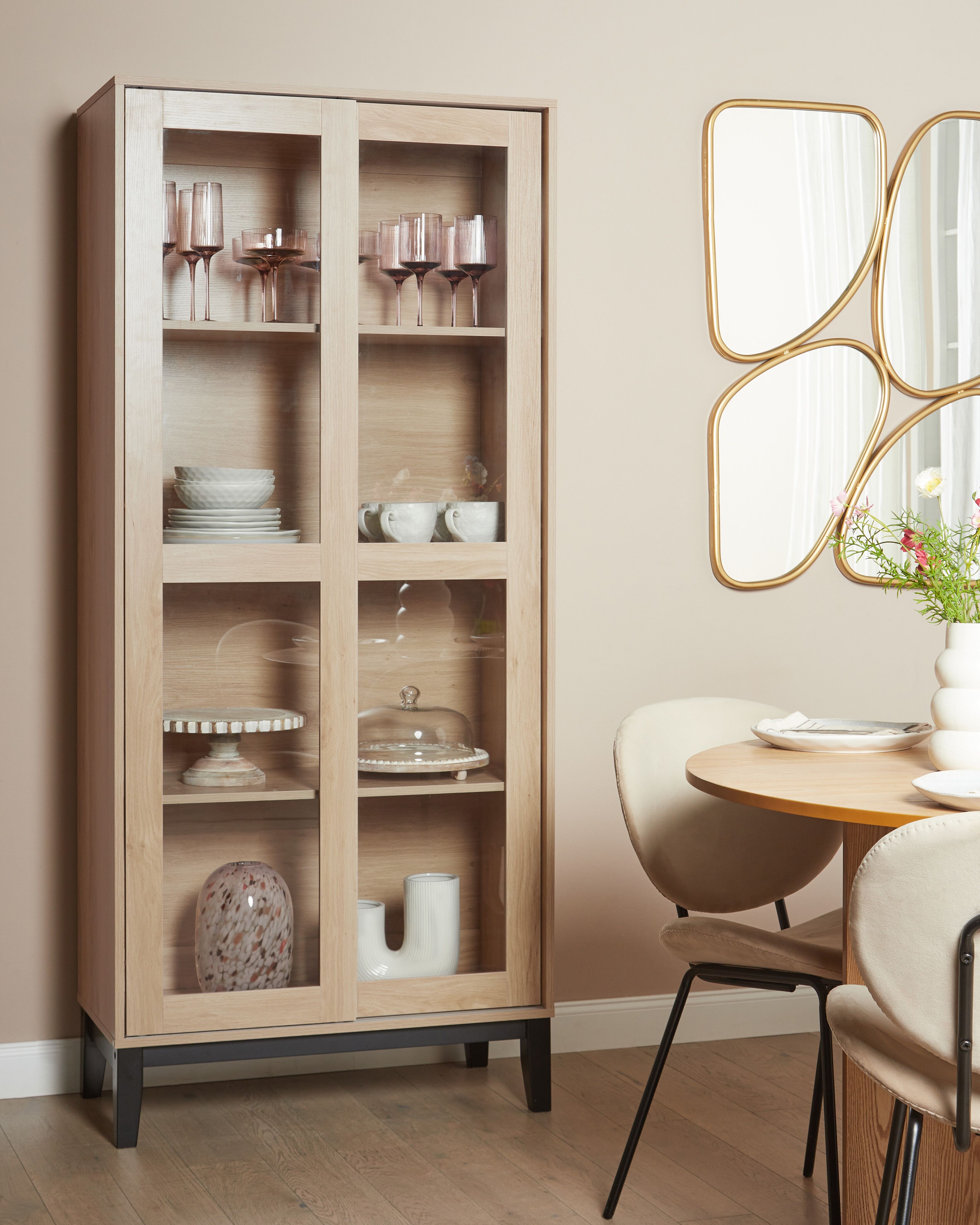 Glass Display Cabinet RUMSON 80 cm Light Brown