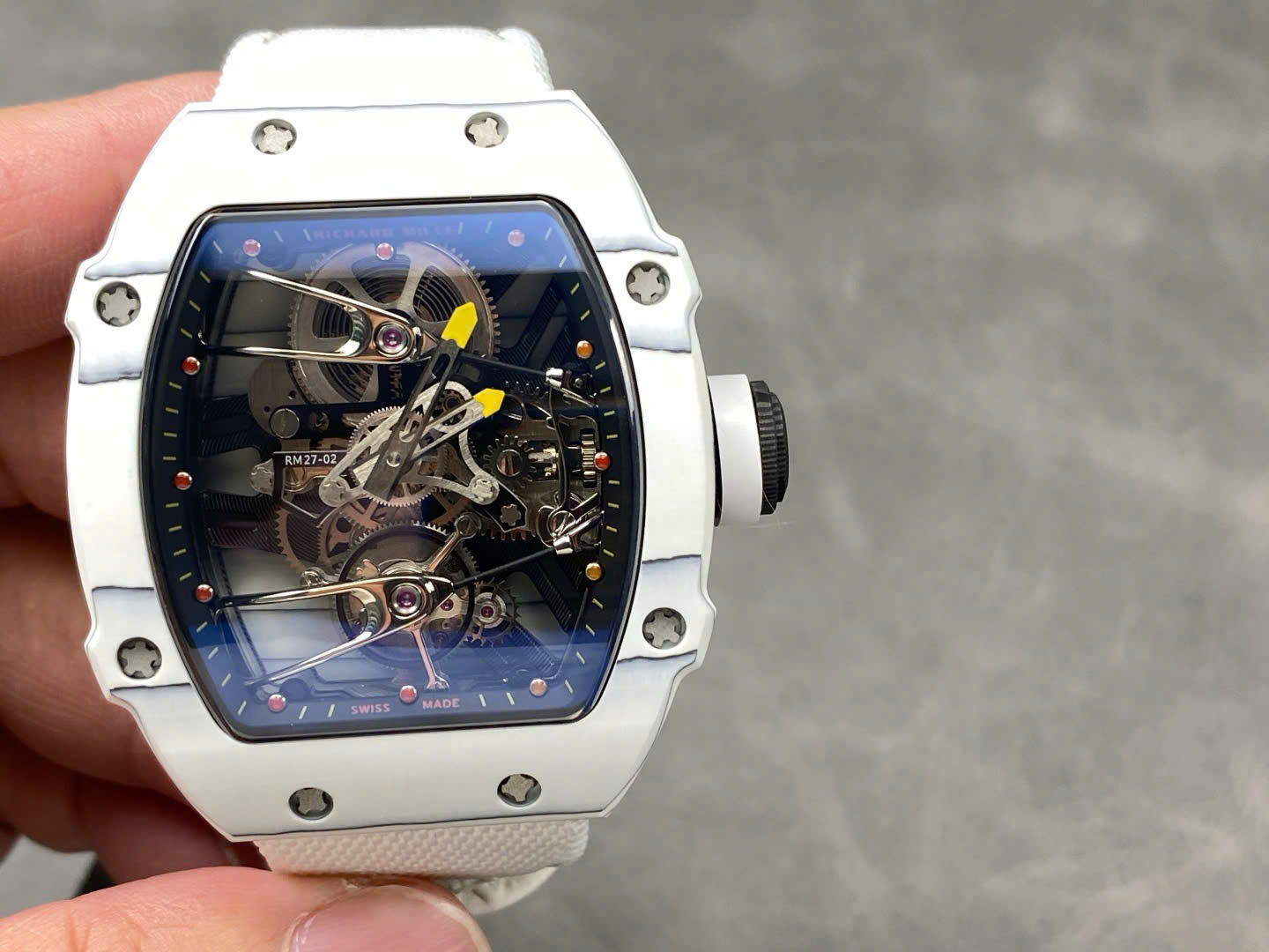 Richard Mille RM27-02 Rafael Nadal Tourbillon White Carbom Best Replica Watches 40x48mm - Top club