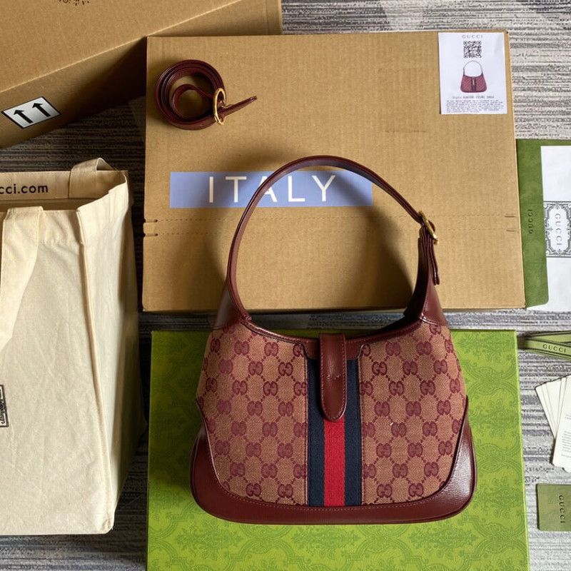 Replica Gucci Jackie 1961 Small Shoulder Bag 636706 In Burgundy Gg Canvas1:1High-quality replica