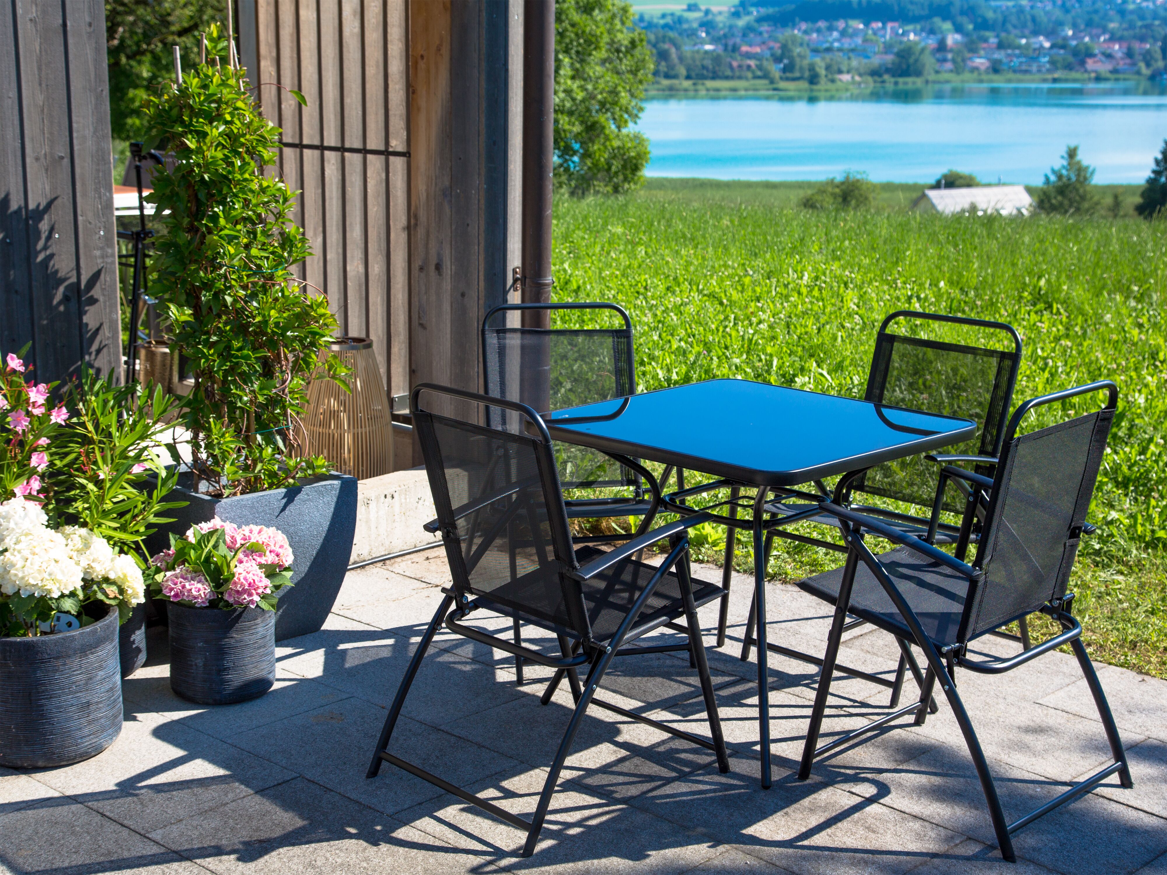Bistro Table LIVO 80 cm 80 cm Glass Black