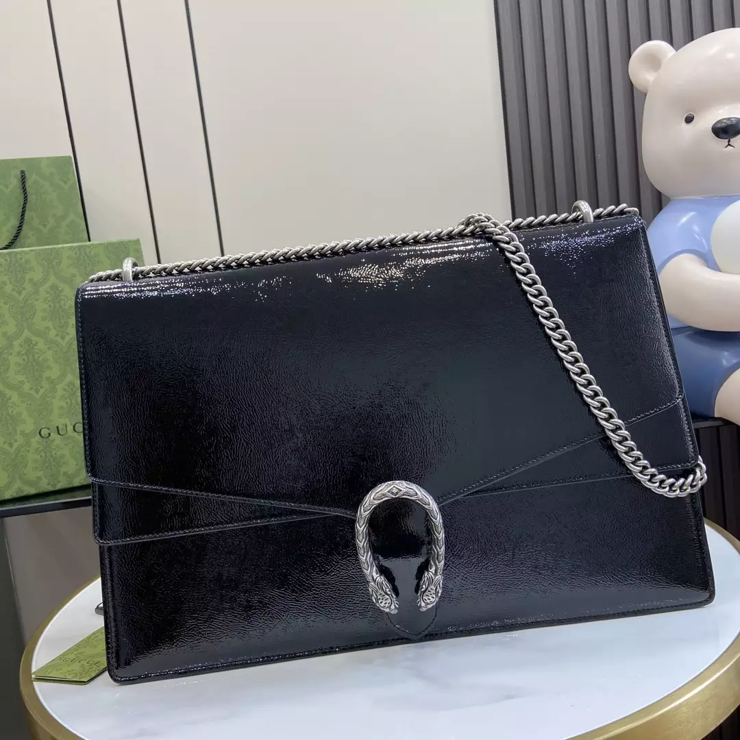 Dionysus Large Shoulder Bag in Black Patent Leather1:1High-quality replica