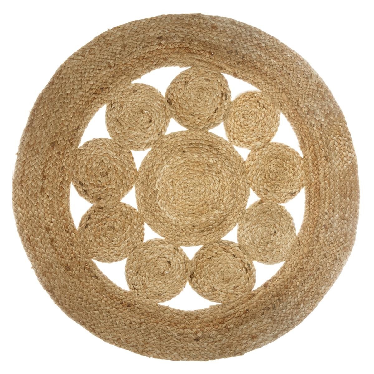 Round rug "Esra", jute Beige, D.80 cm