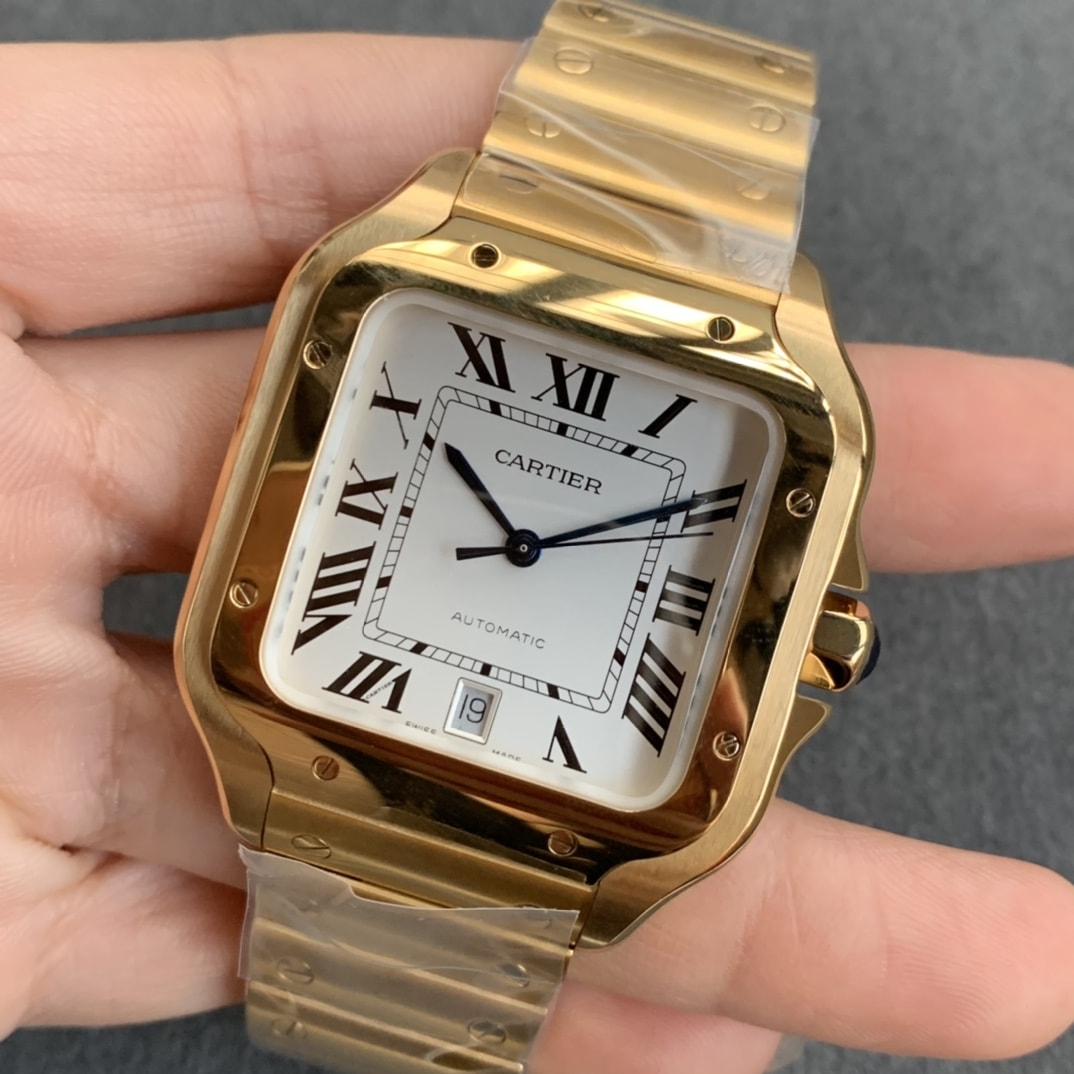 Fake cartier watch Santos large model mechanical movement Santos De Cartier Large Yellow Gold WGSA0029 GF(1:1 replica) - Top club