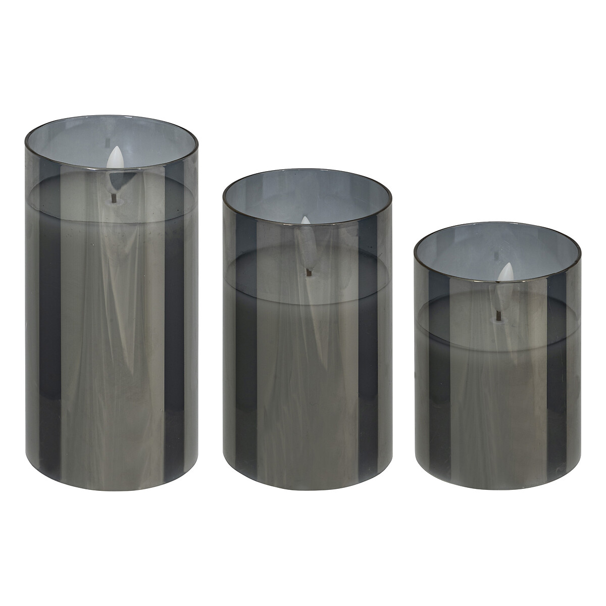 Set of 3 LED candles "Sena" Black, H.10/12/15 cm