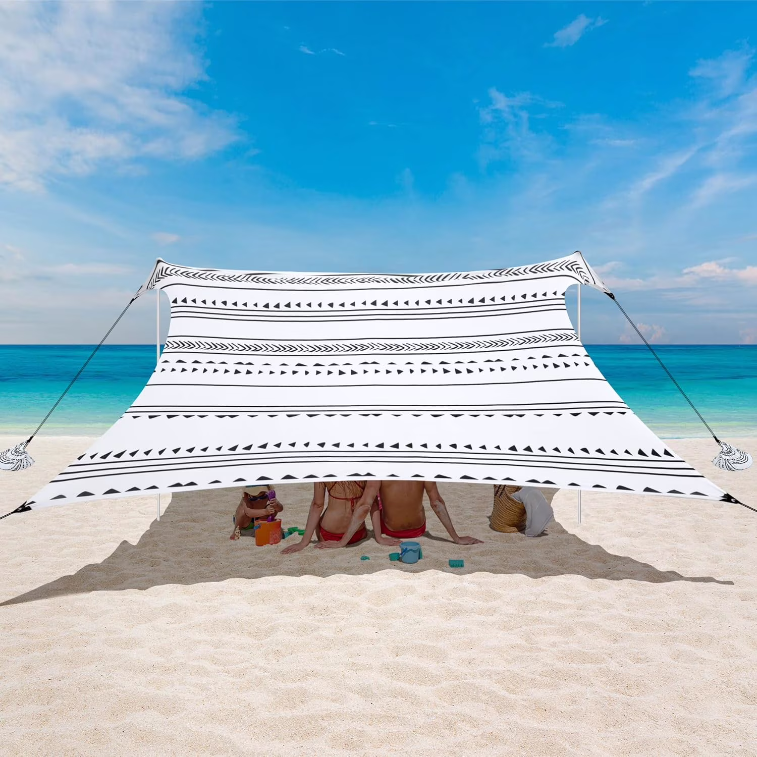 Beach Tent, UPF 50+ Beach Canopy Sun Shade, Portable 10×10 FT Large Pop-Up Beach Tent Sun Shelter with Sand Anchors, Ground Pegs, Easy Setup for Beach, Camping, Park, and Backyard Fun - Image 3