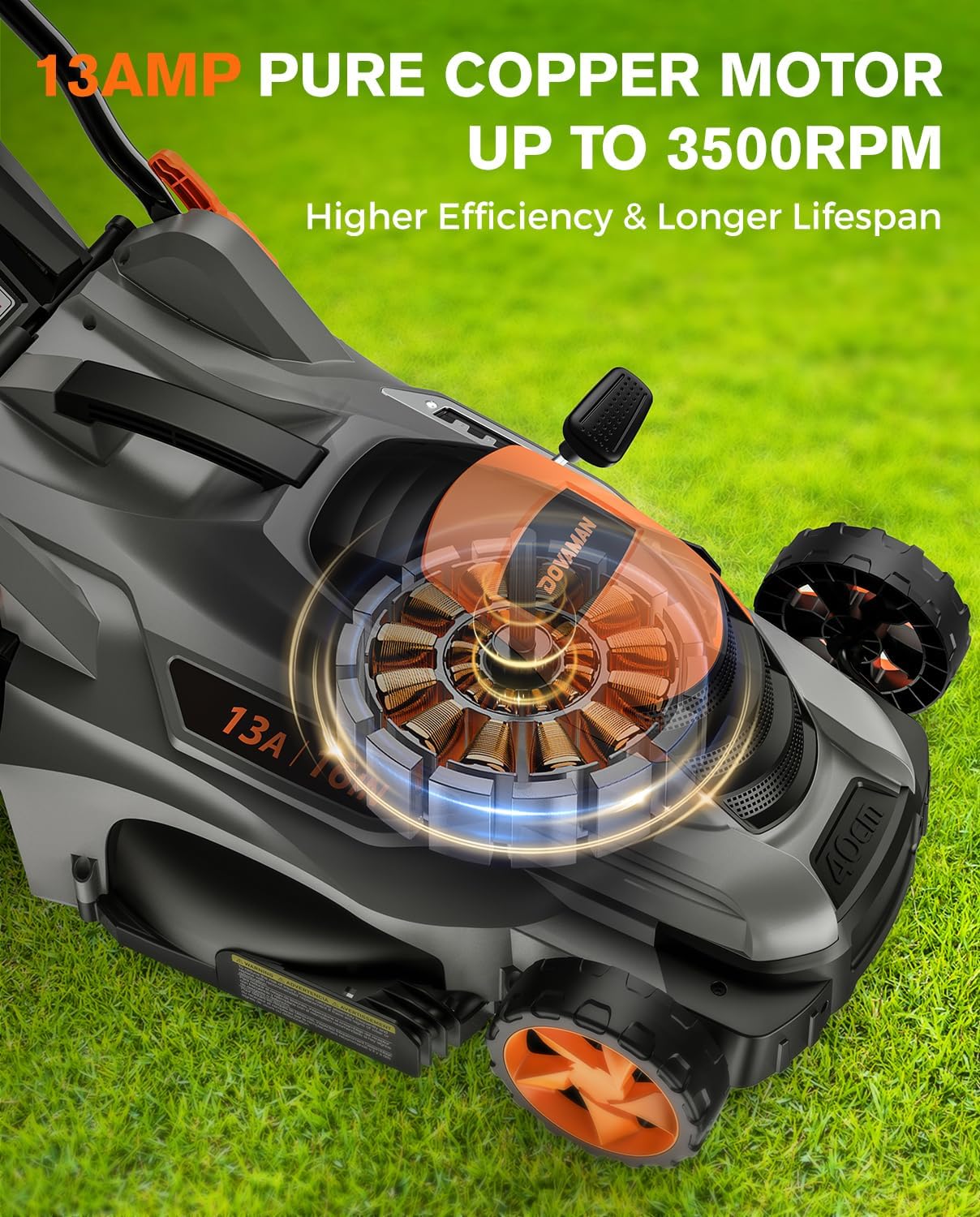 DOVAMAN 13Amp LA16M Lawn Mower, 16