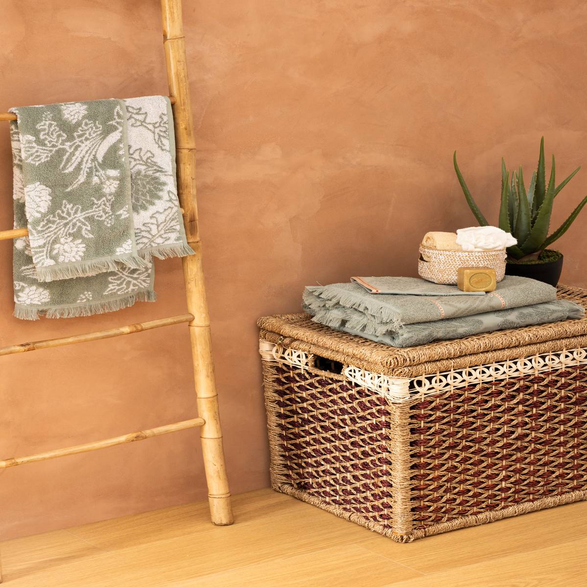 3-piece bath set "Wild" Cotton, Celadon Green