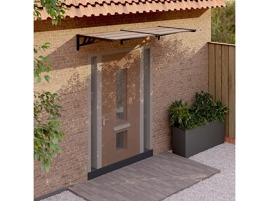 Auvent de porte Noir 199x90 cm Polycarbonate WVGQ2277
