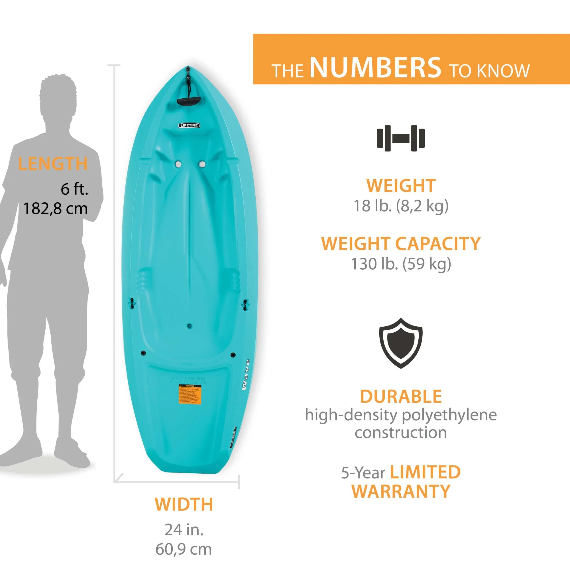 Lifetime Wave 6 ft Youth Kayak, Fire Red (91401) - Image 92