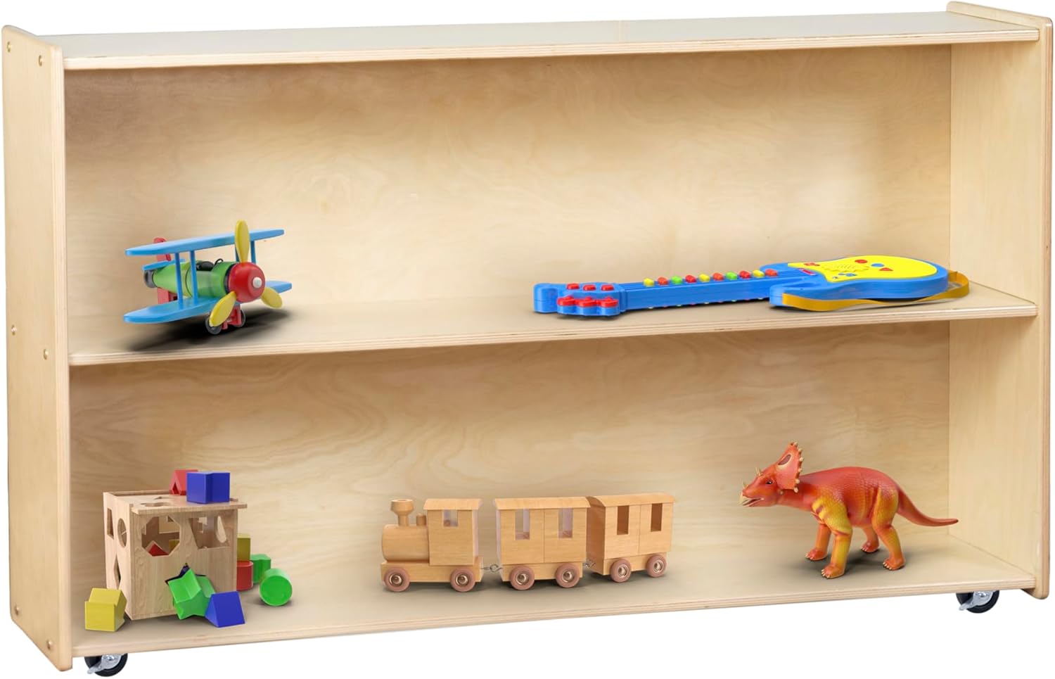 2 Shelf Montessori Horizontal Bookcase with Wheels (47