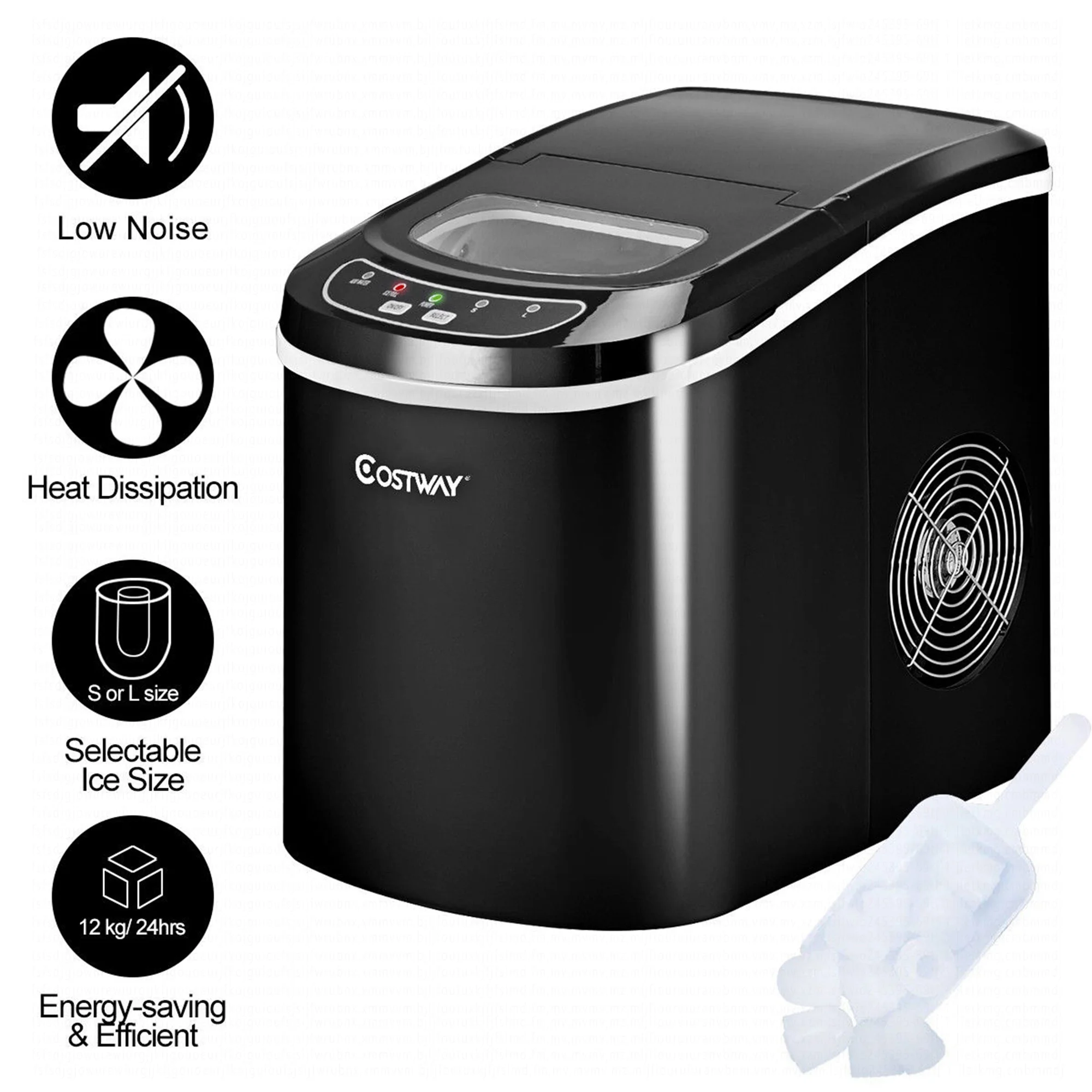 Costway Silver Portable Compact Electric Ice Maker Machine Mini Cube 26lb/Day - Image 32