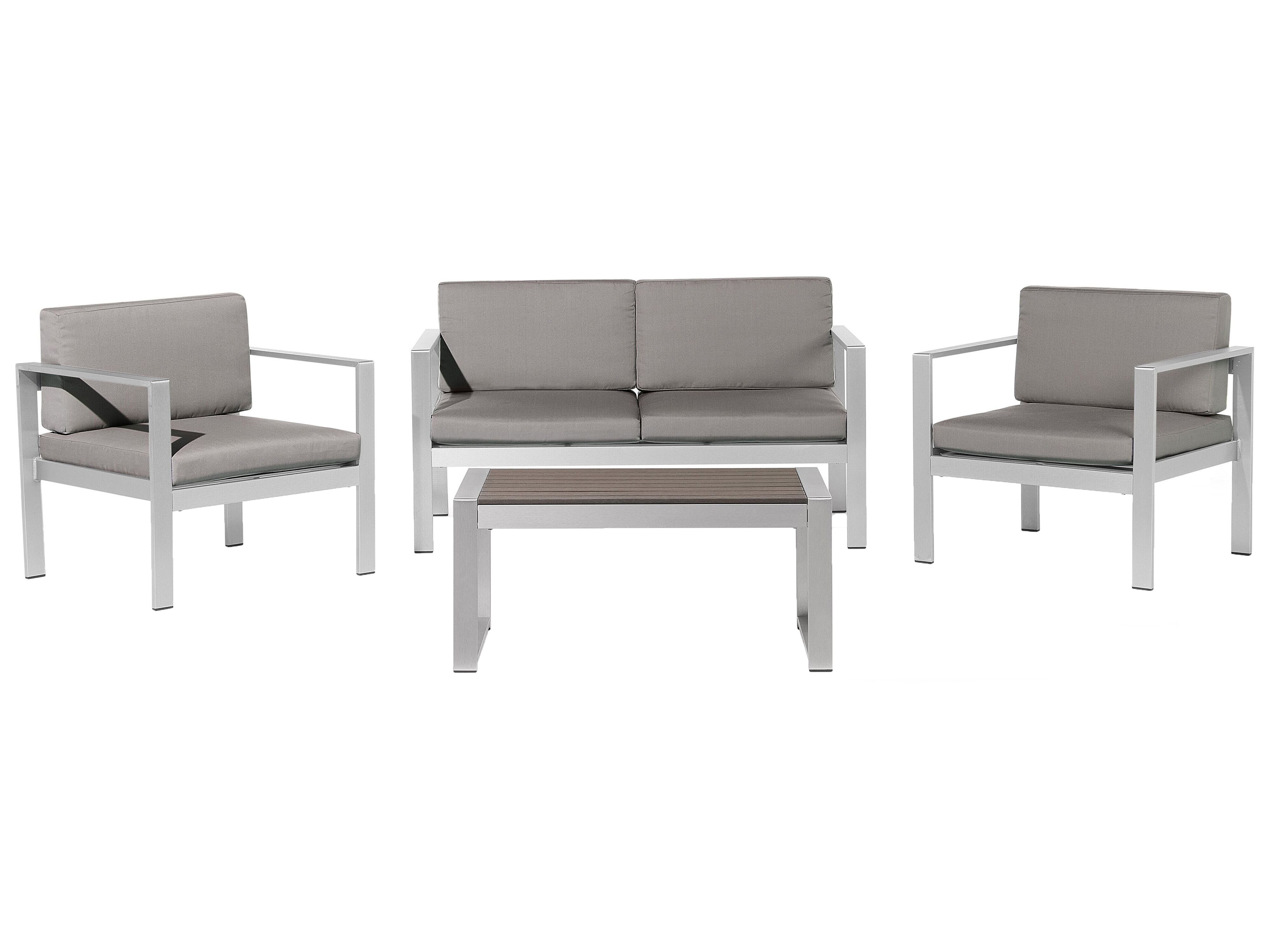 Garden Lounge Set with Table 4 Seater SALERNO Metal Dark Grey