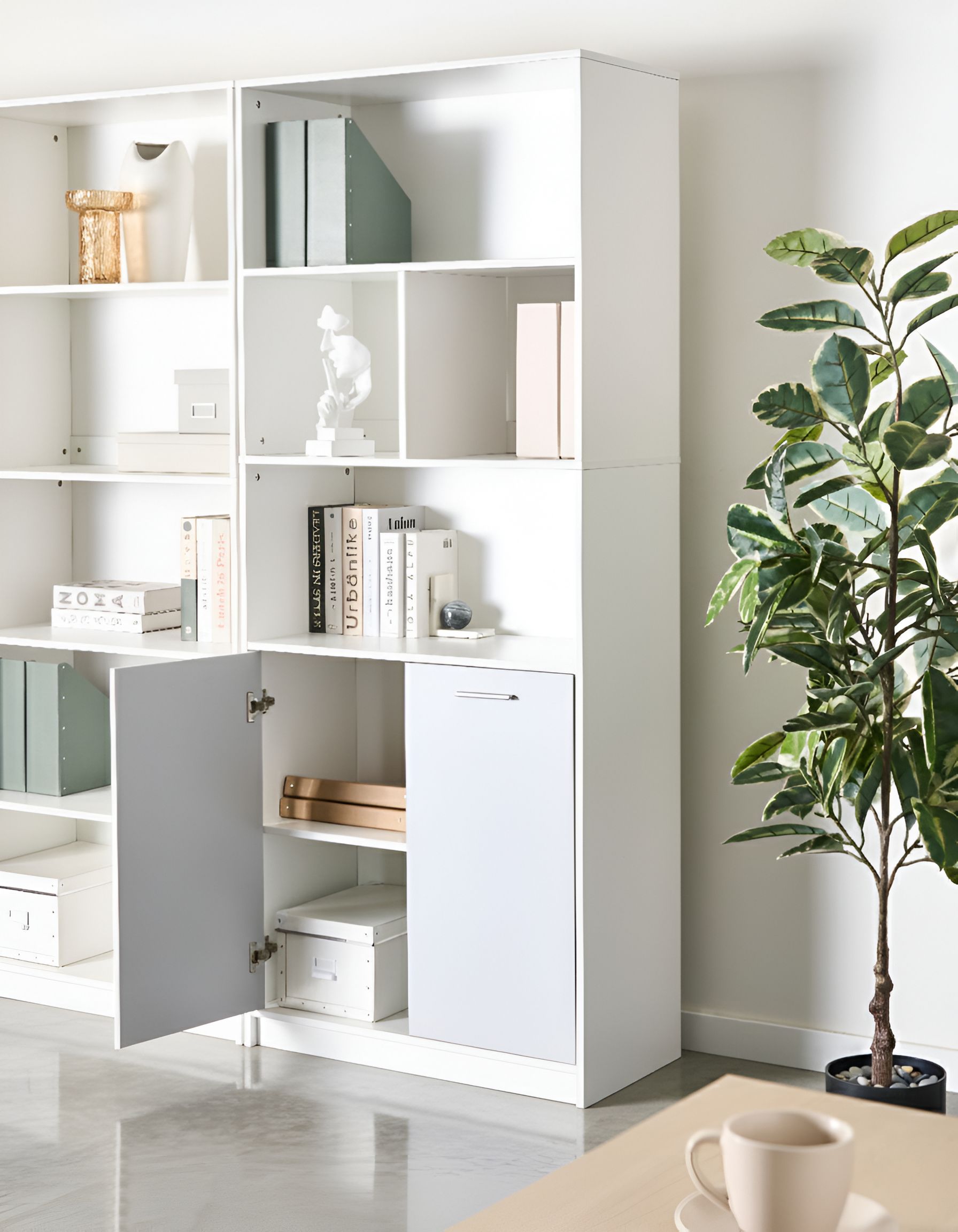 2 Door Bookcase ZEHNA Grey/ White