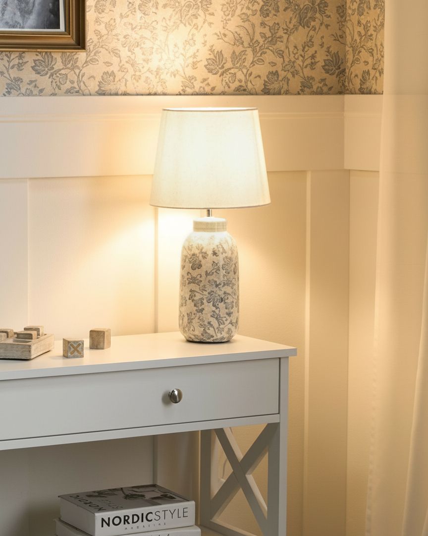 Table Lamp LEMPA Ceramic White/ Blue