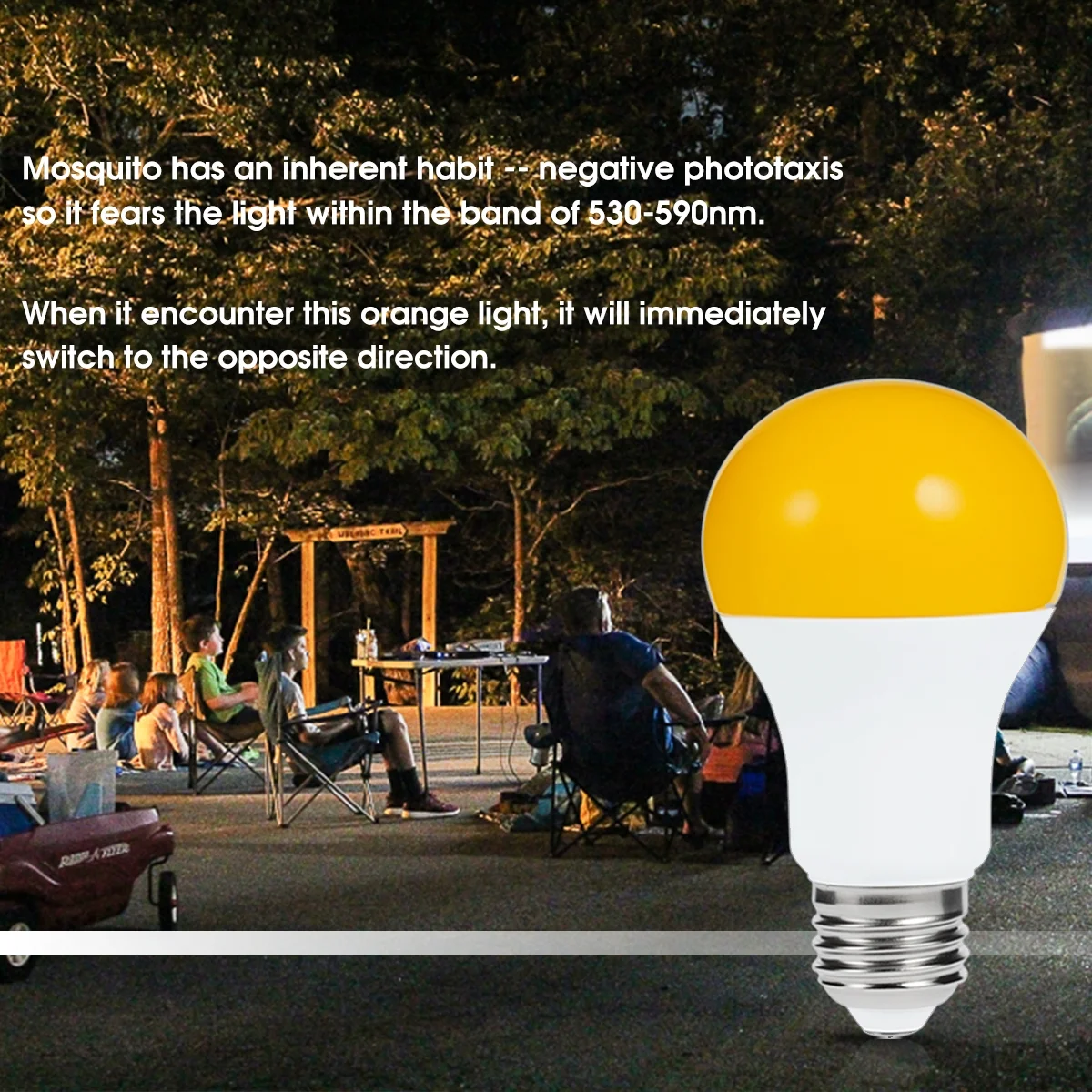 LOHASLED A19 500LM Dusk to Dawn Yellow Bug Light Bulb, LED Amber Yellow Bug Sensor Light 40W Equivalent, E26 Security Auto On/Off LED Bulb, Yellow Bulbs for Bug Outdoor, Auto On/Off LED, 12 Pack