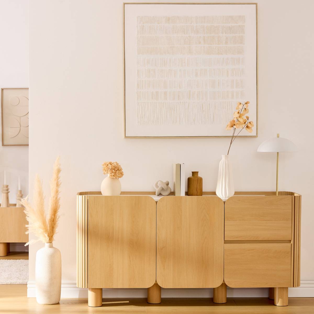 2-door 2-tier sideboard "Homelya" Beige, 160.5x80.2 cm