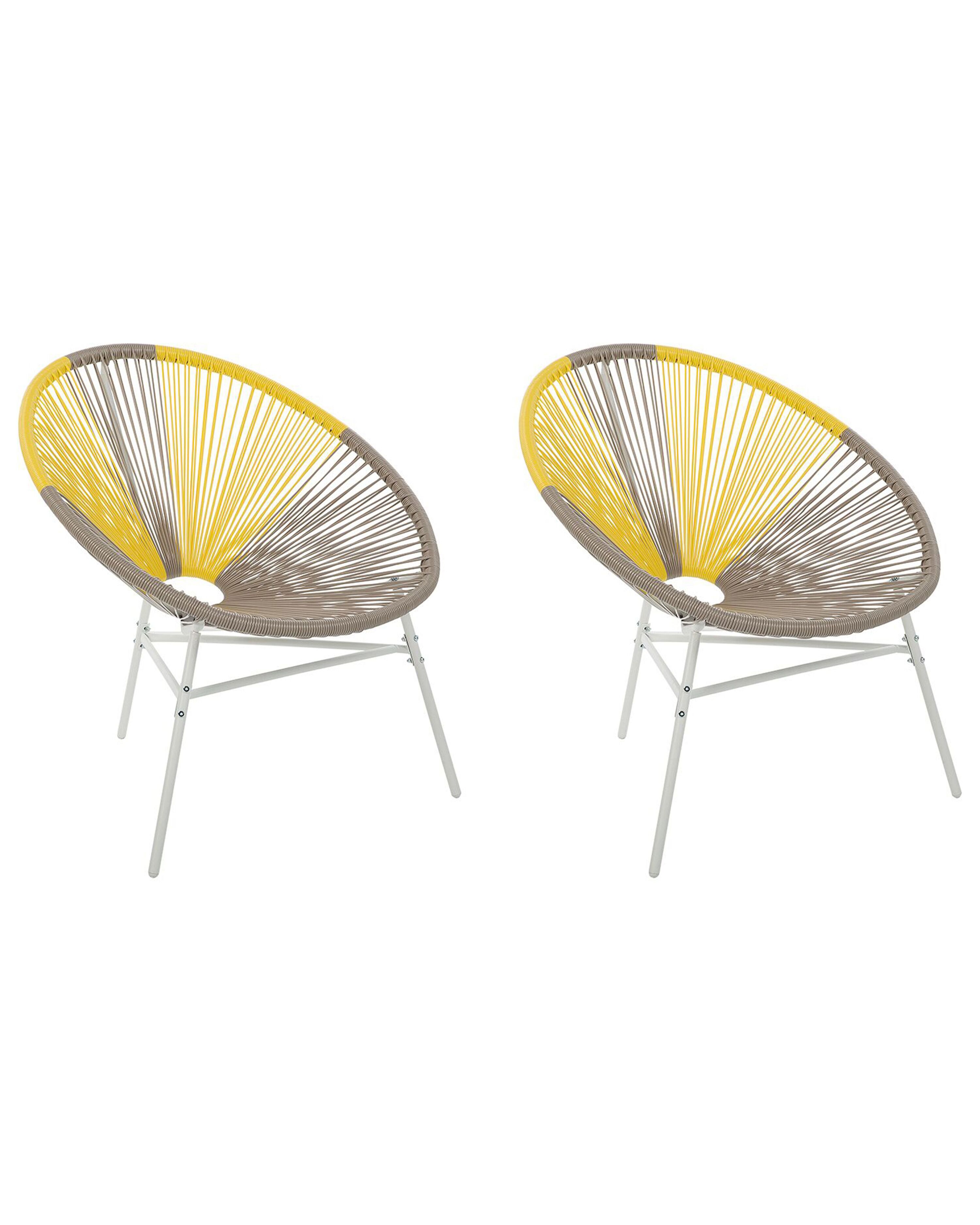 Set of 2 Garden Chairs ACAPULCO PE Rattan Taupe