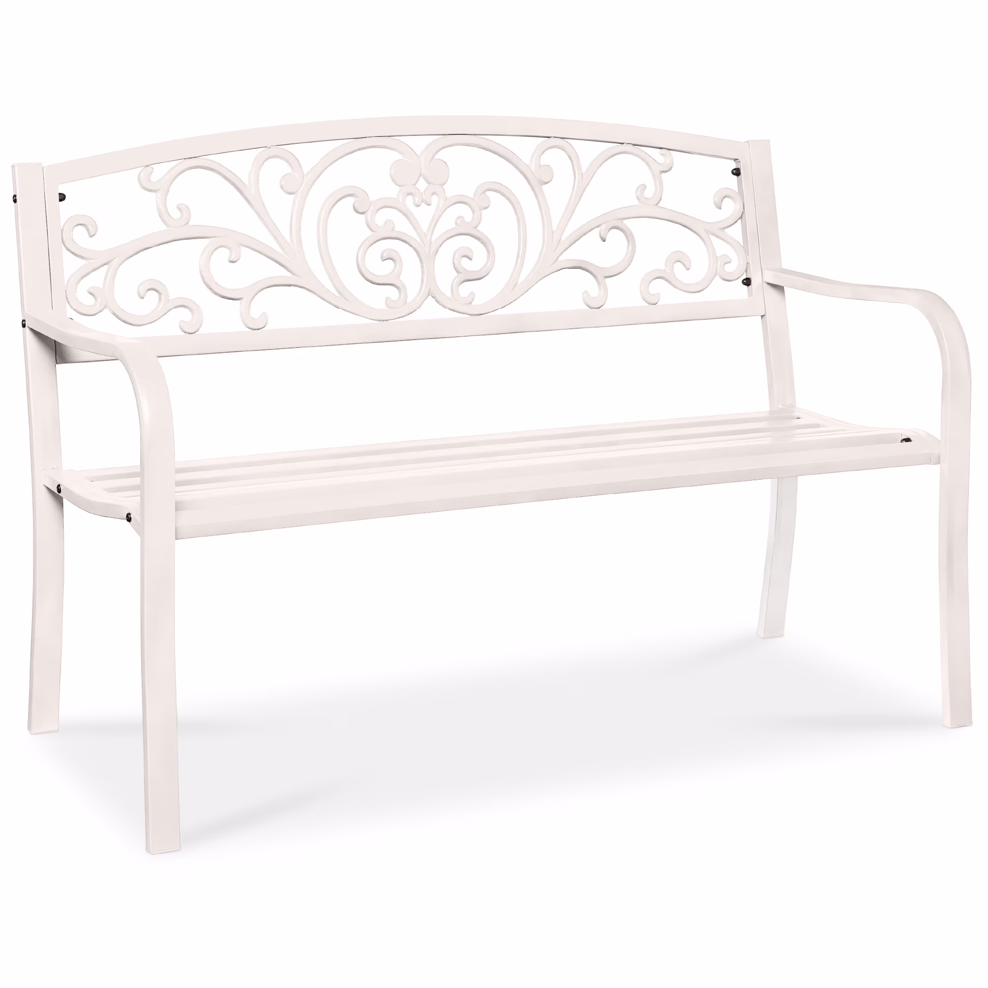 Best Choice Products Outdoor Steel Bench Garden Patio Porch Furniture w/ Floral Design Backrest - Black - Image 24