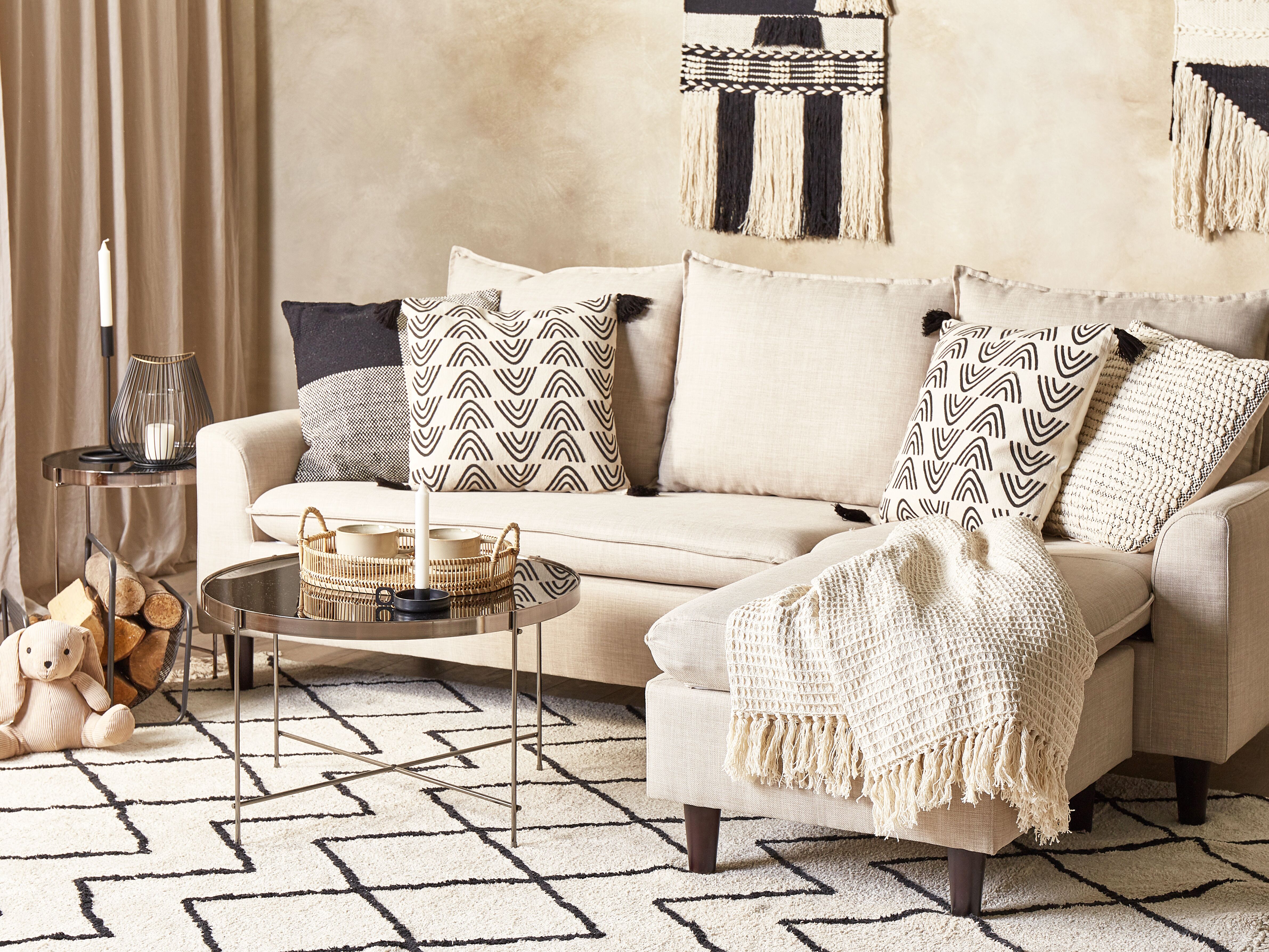 Set of 2 Decorative Cushions MAYS Cotton 45 x 45 cm White Geometric Pattern