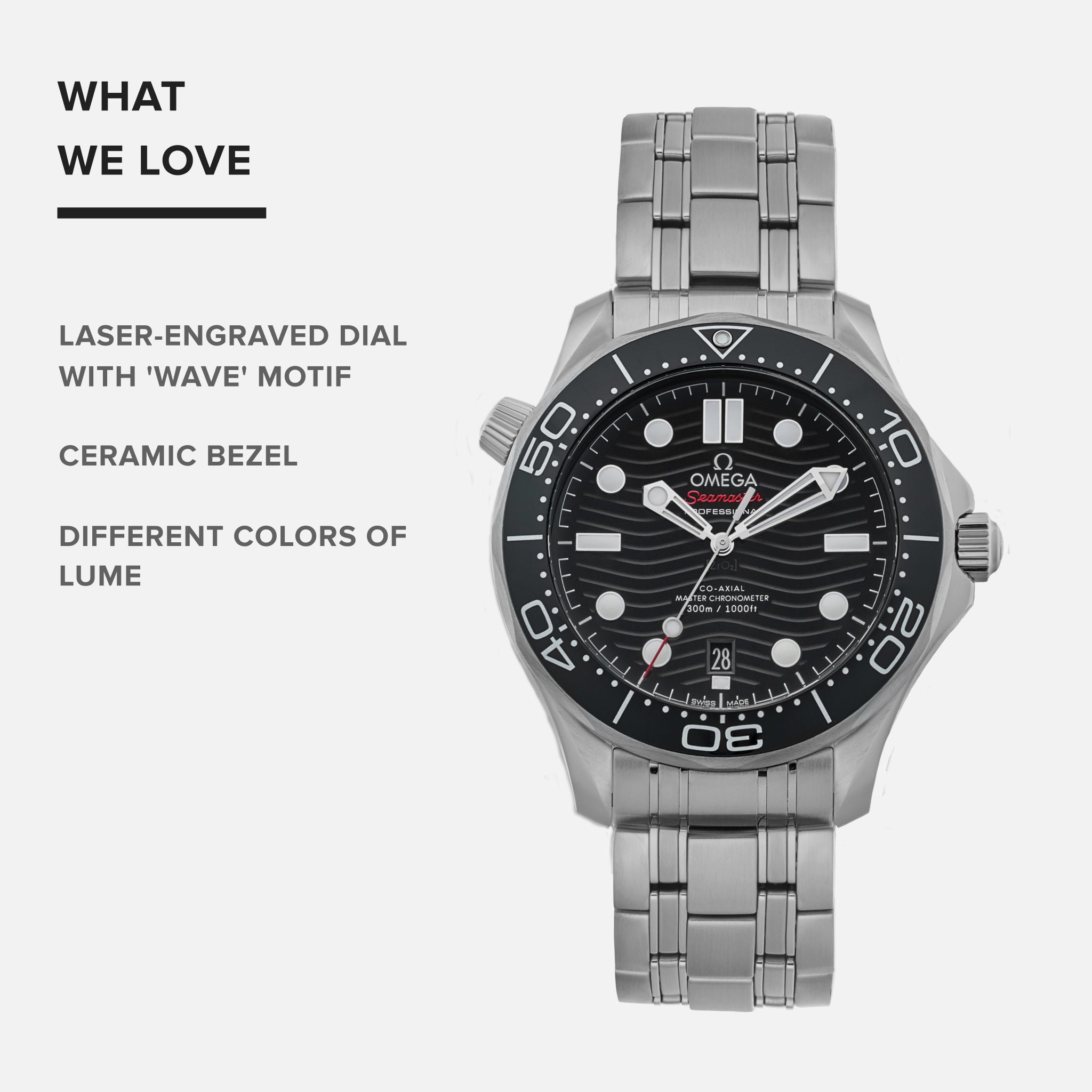 Seamaster Diver 300M Co-Axial Master Chronometer 42mm Black Dial On Bracelet(1:1 replica) - Top club