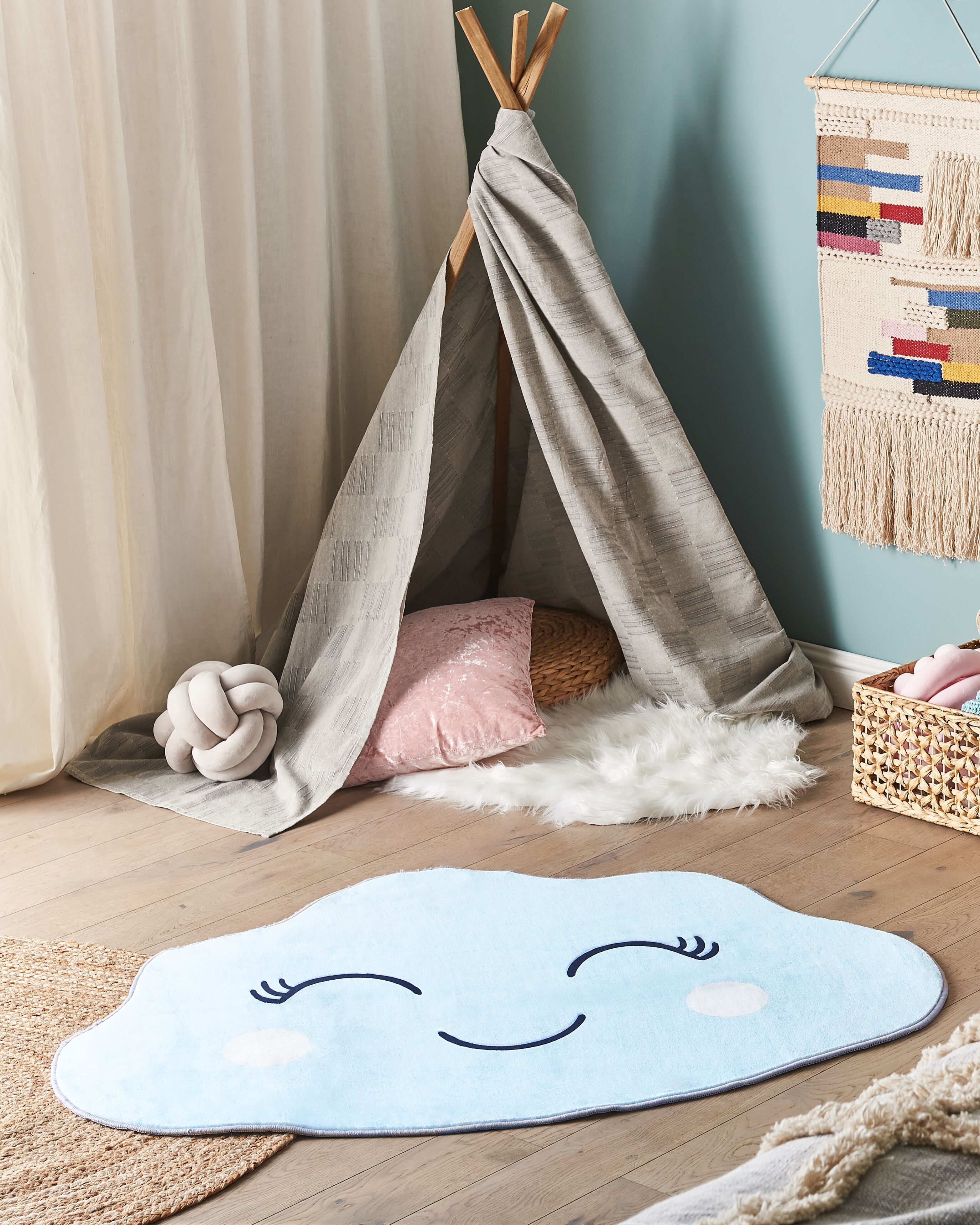 Kids Rug CUMULUS Light Blue 90 x 120 cm