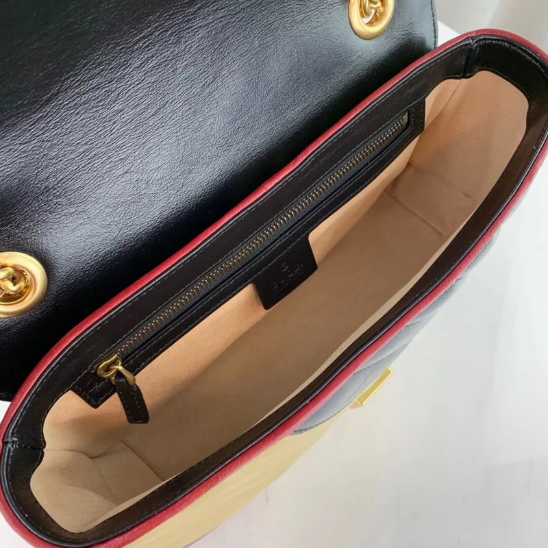Replica Gucci Gg Marmont Small Shoulder Bag 443497 Beige/Black1:1High-quality replica