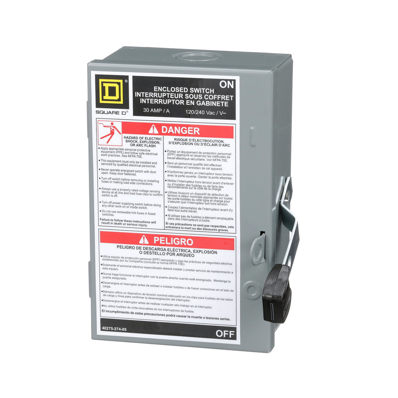 Square D 30A L Series Light-Duty Plug Fuse Enclosed Safety Switch With Neutral