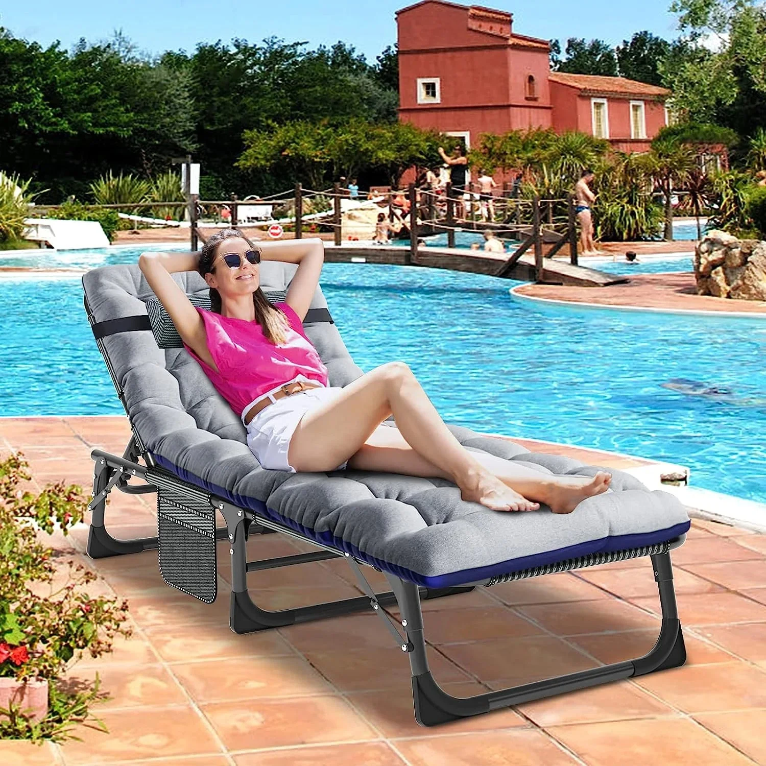 Slsy 5-Position Adjustable Folding Lounge Chair And Cot - 75.2" x 25.6" x 11.8" - Image 75 Slsy 5-Position Adjustable Folding Lounge Chair And Cot - 75.2" x 25.6" x 11.8" - Image 75