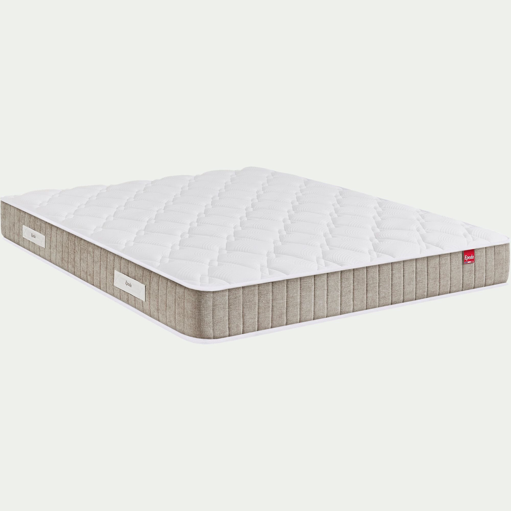 BOHO - Ensemble matelas ressorts sommier ferme Epeda H68cm 2x80x200cm - grège