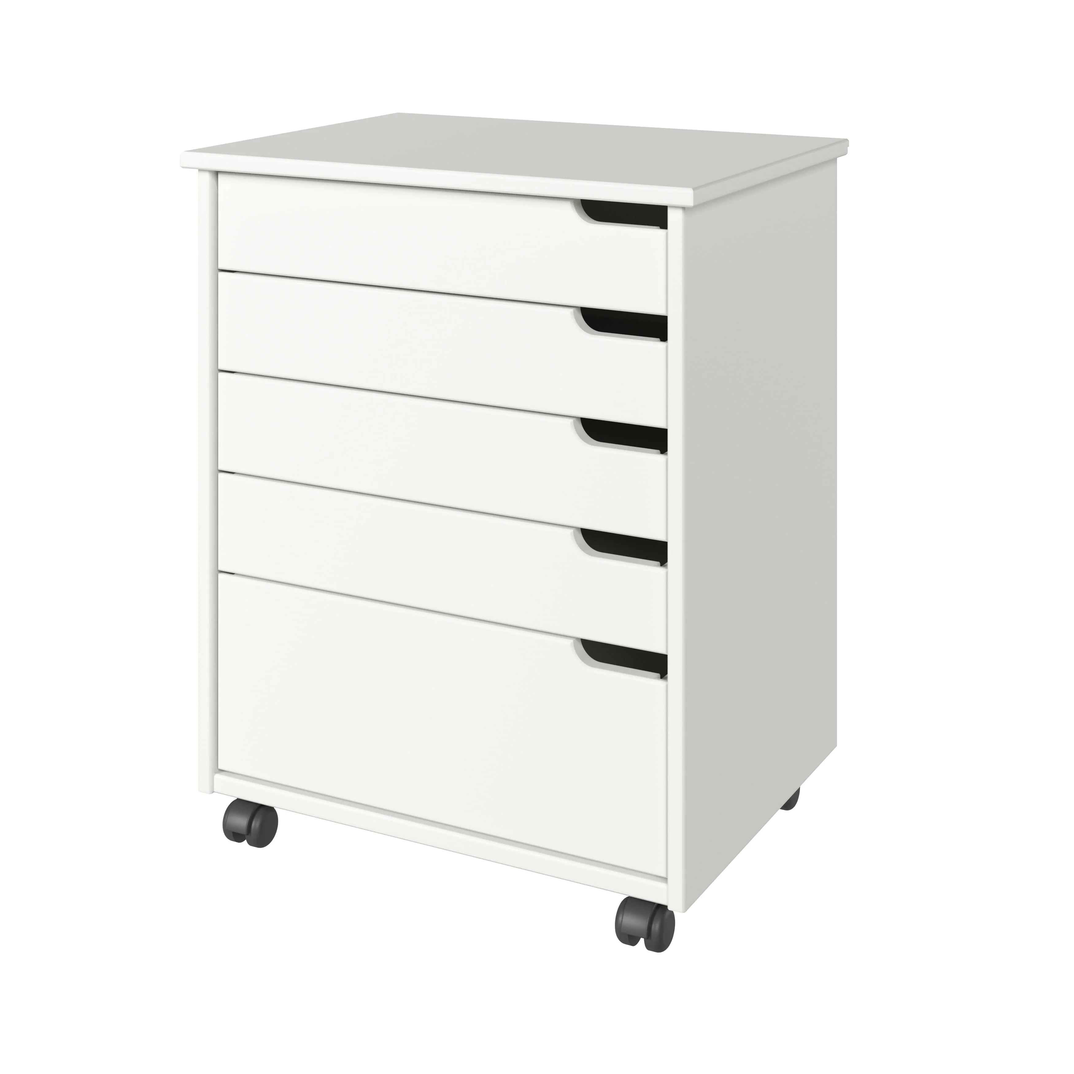 Adeptus Original Euro Roll Cart, Solid Wood, 4+1 Drawer Extra Wide Drawers Roll Carts, White