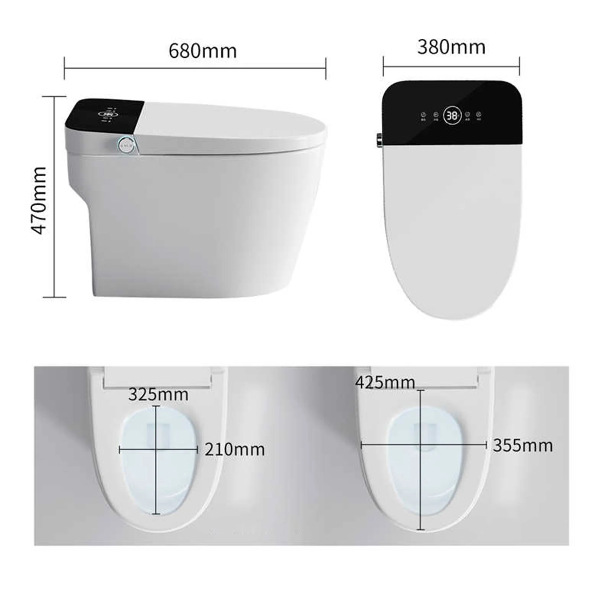 WITMYA TH01 One Piece Smart Toilet with Bidet in Heated Seat Warm Water  Dual Flush Open/Close Lid