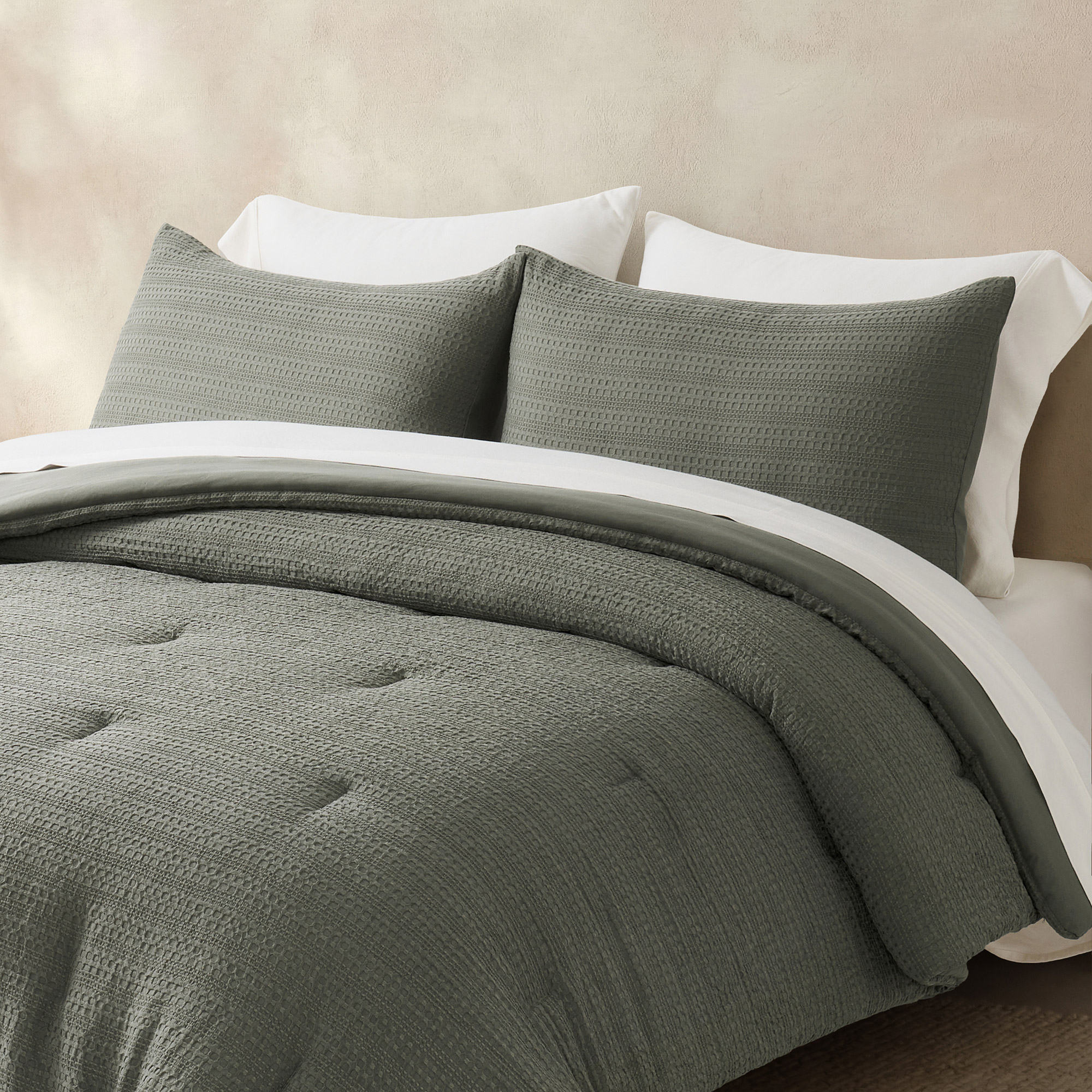 EVERGRACE 3-piece Microfiber Waffle Comforter Set - Image 3