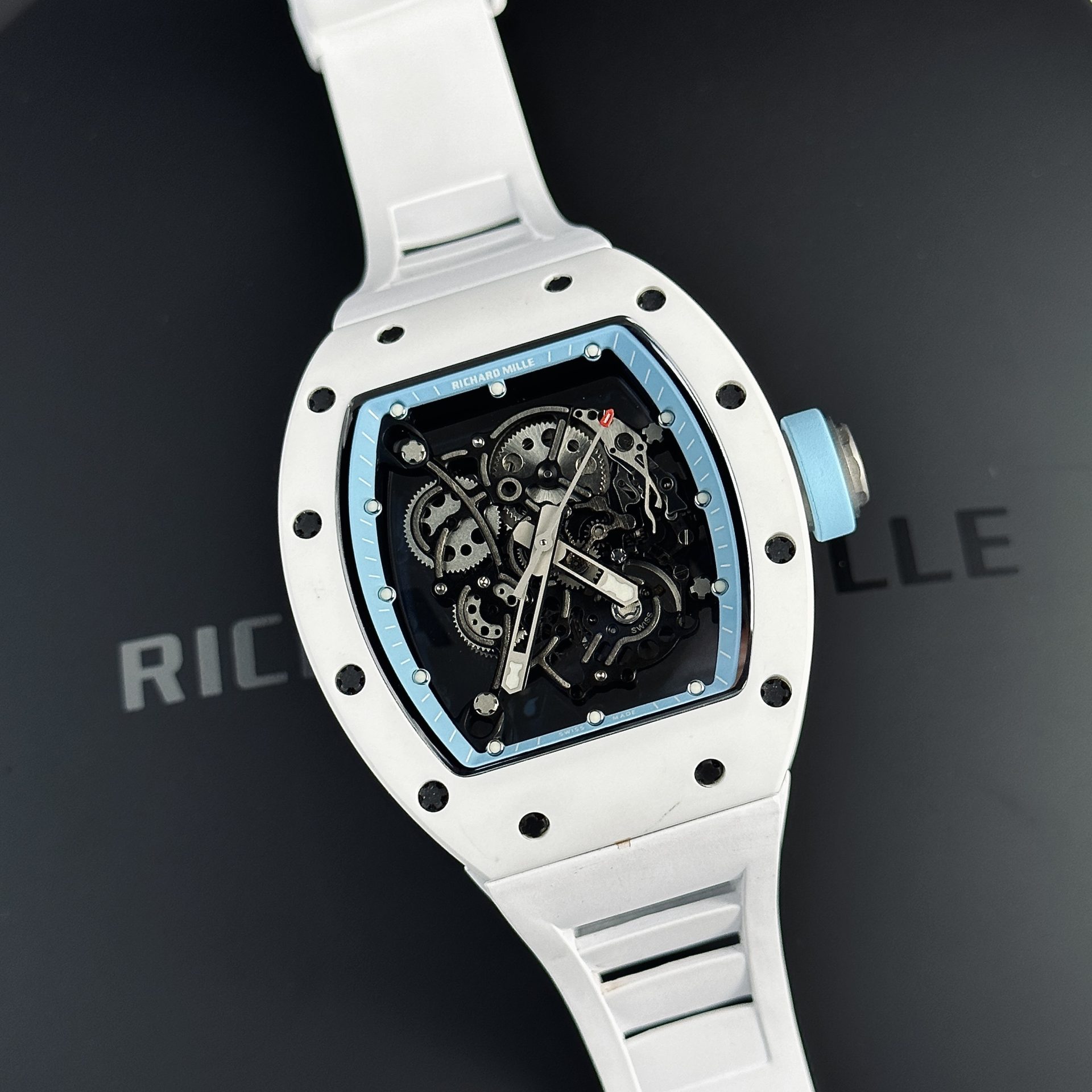Richard Mille Replica 1:1 Watch RM055 Ceramic Bubba Wasson Blue Factory BBR 45mm - Elite Watch Atelier