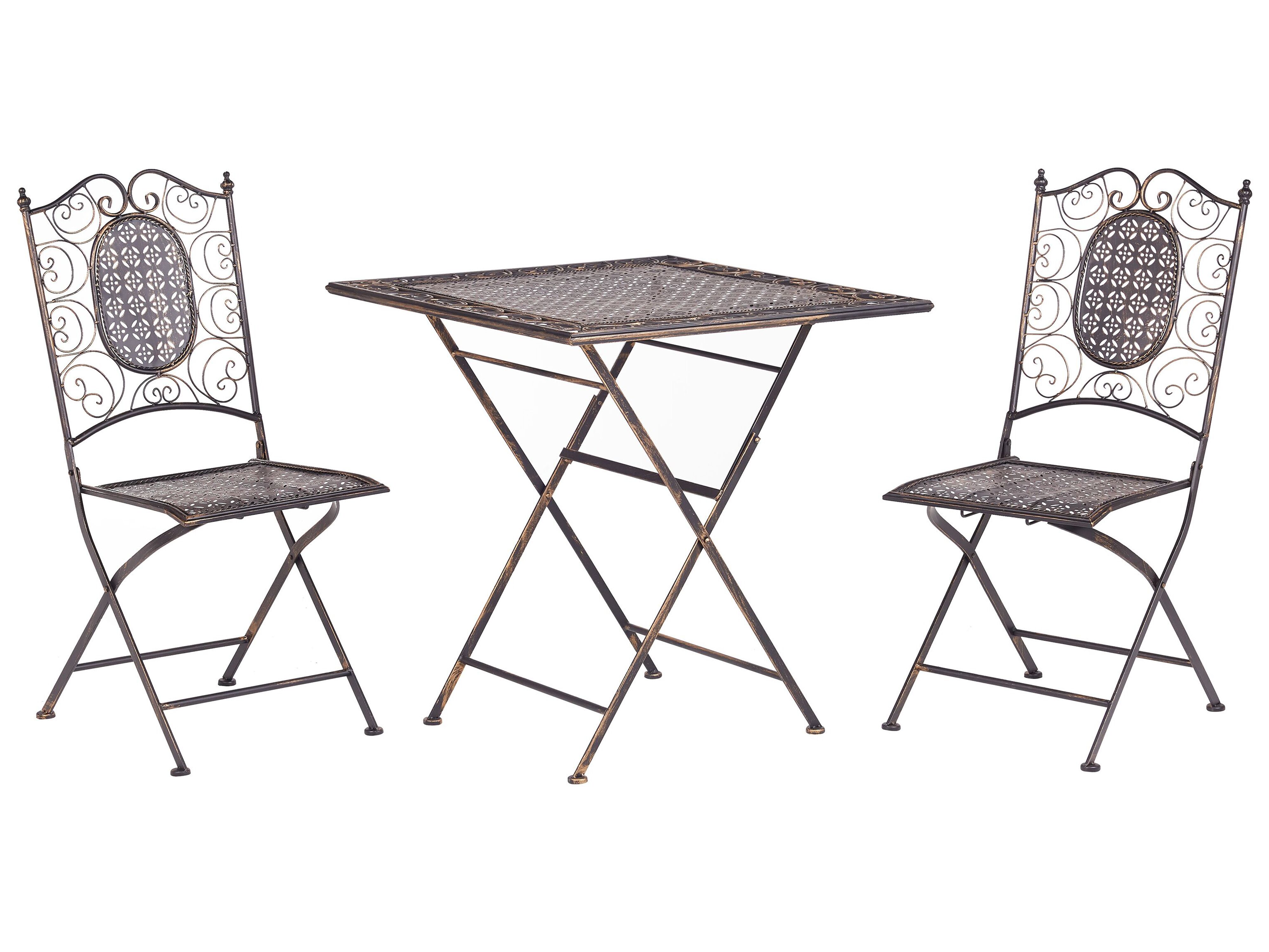 Bistro Set Folding BORMIO Metal Black