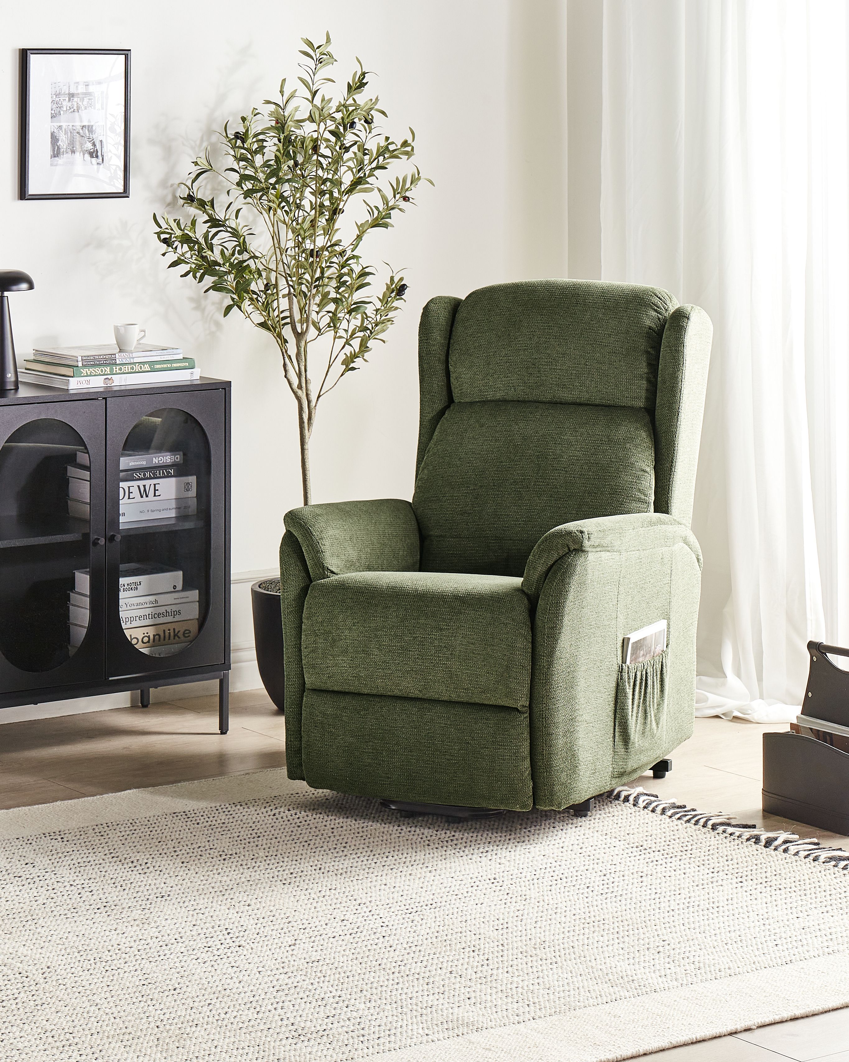 Electric Recliner Chair ELEGY with Footrest Fabric Green