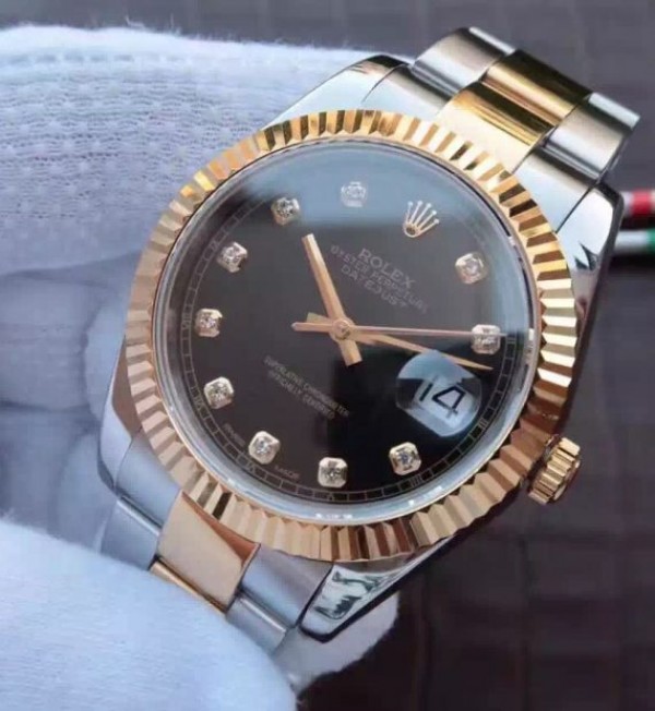 Replica Rolex Noob DateJust 126333 YG Wrapped Black Dial - Elite Watch Atelier