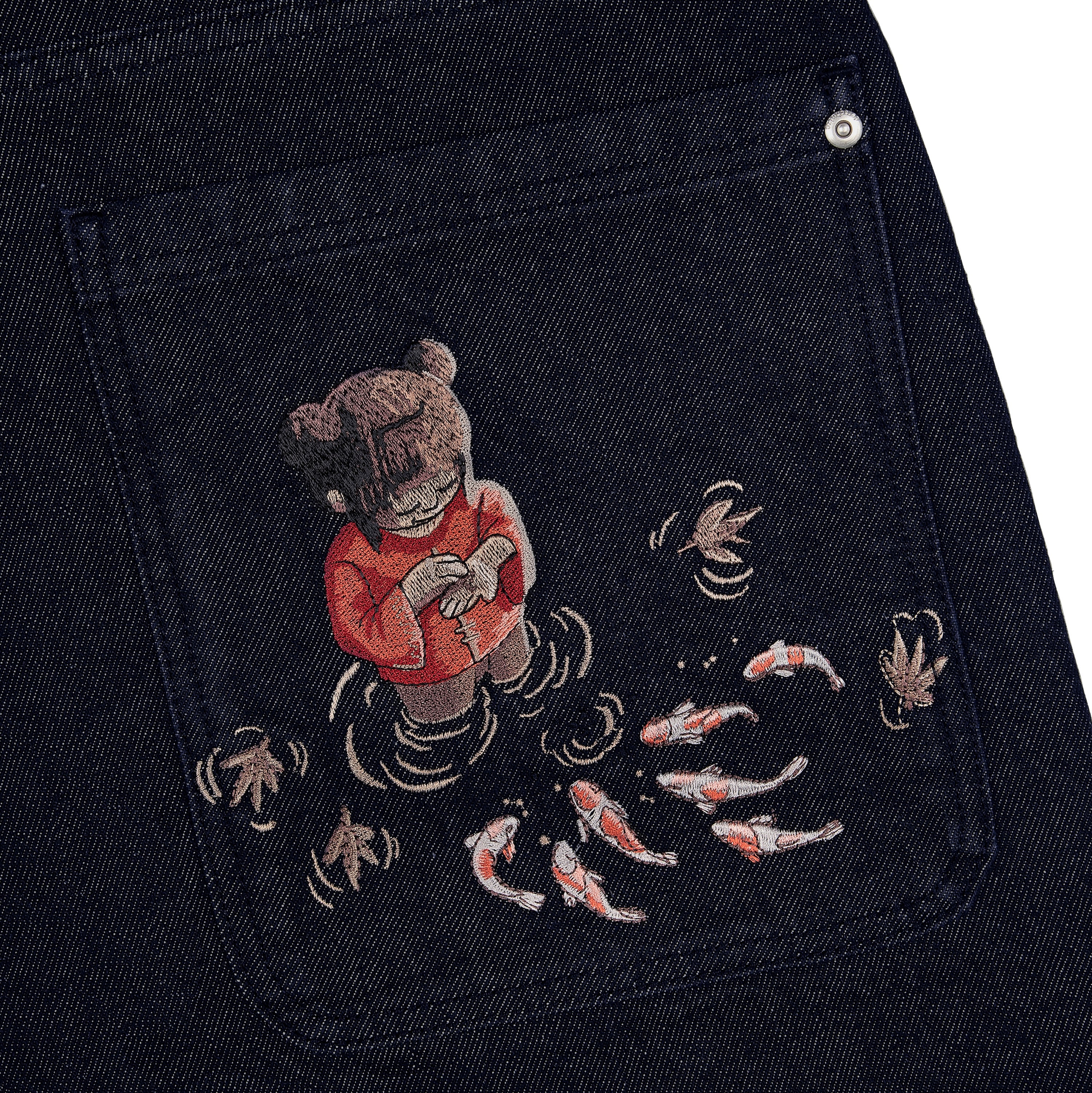 "koi fish v2" Jorts raw indigo