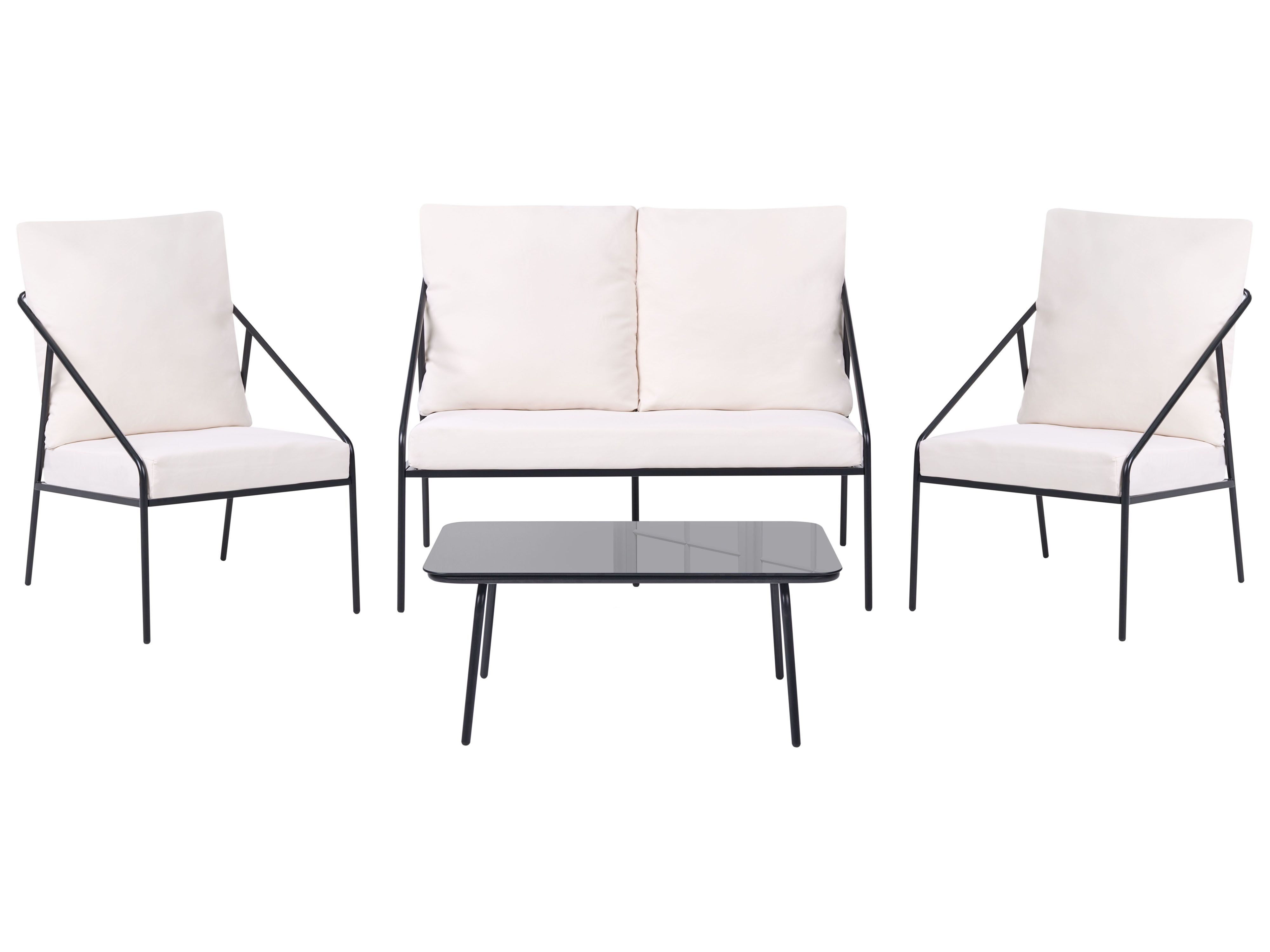 Garden Lounge Set with Table 4 Seater USTICA Metal Black