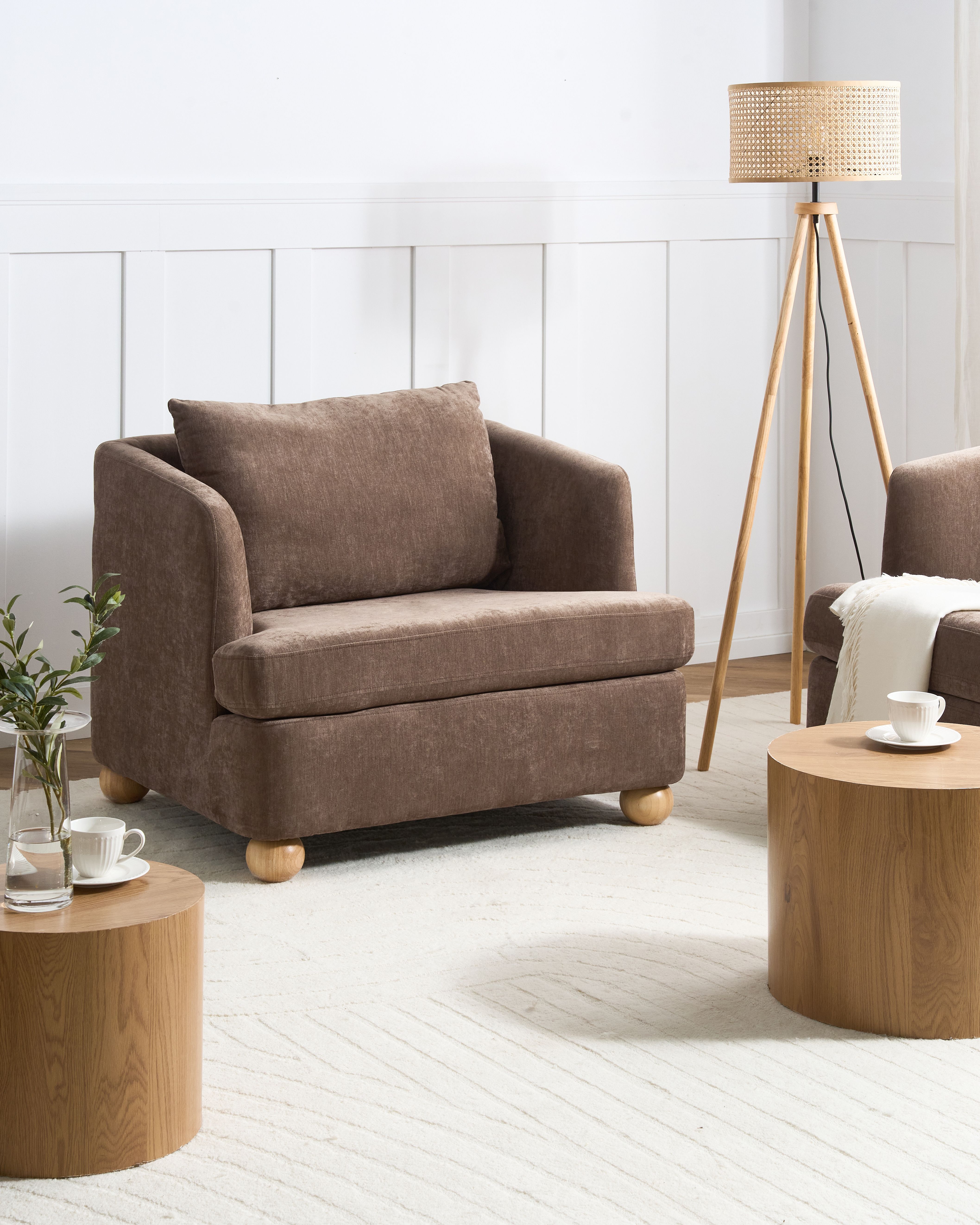 Armchair RATTVIK Chenille Brown