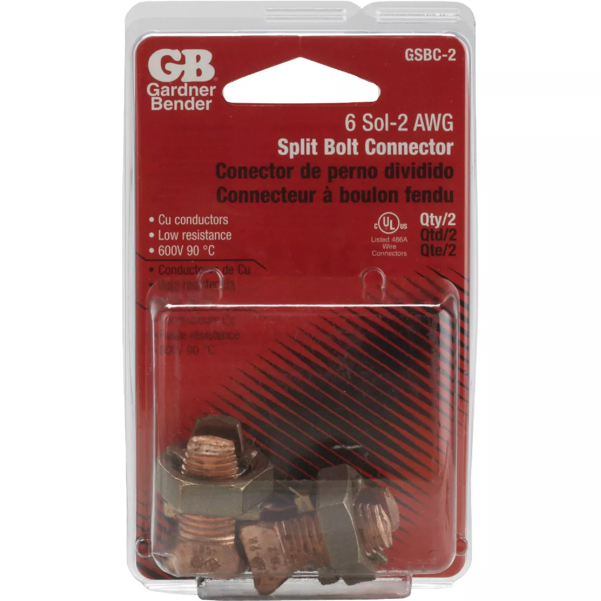 Southwire #6 STR to #2 STR Copper Alloy Split Bolt Connector