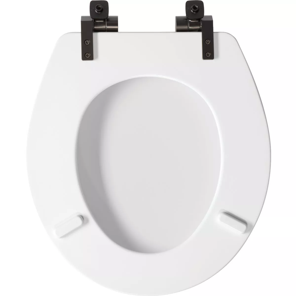 Bemis Mayfair Benton Round White Enameled Wood Slow Close Toilet Seat with Matte Black Hinge