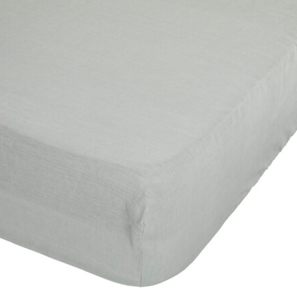 Fitted sheet "Linah", washed linen Celadon blue, 140x190 cm