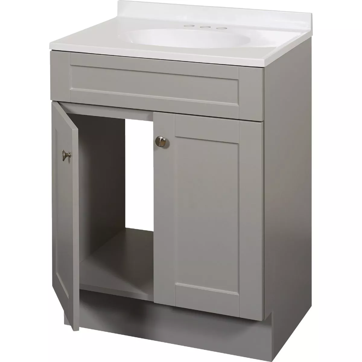 Zenith Zenna Home Cool Gray 24 In. W x 35 In. H x 18 In. D Shaker Vanity with White Cultured Marble Top